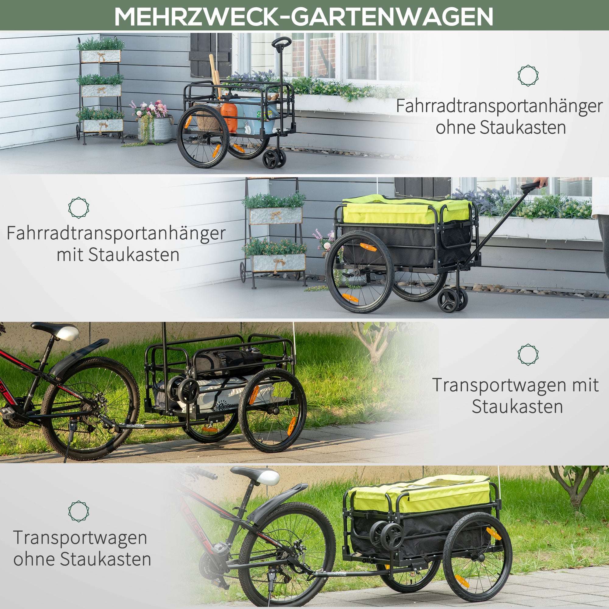 HOMCOM Lastenanhänger Bollerwagen 130 x 64 x 103 cm Stahl Schwarz+Gelb