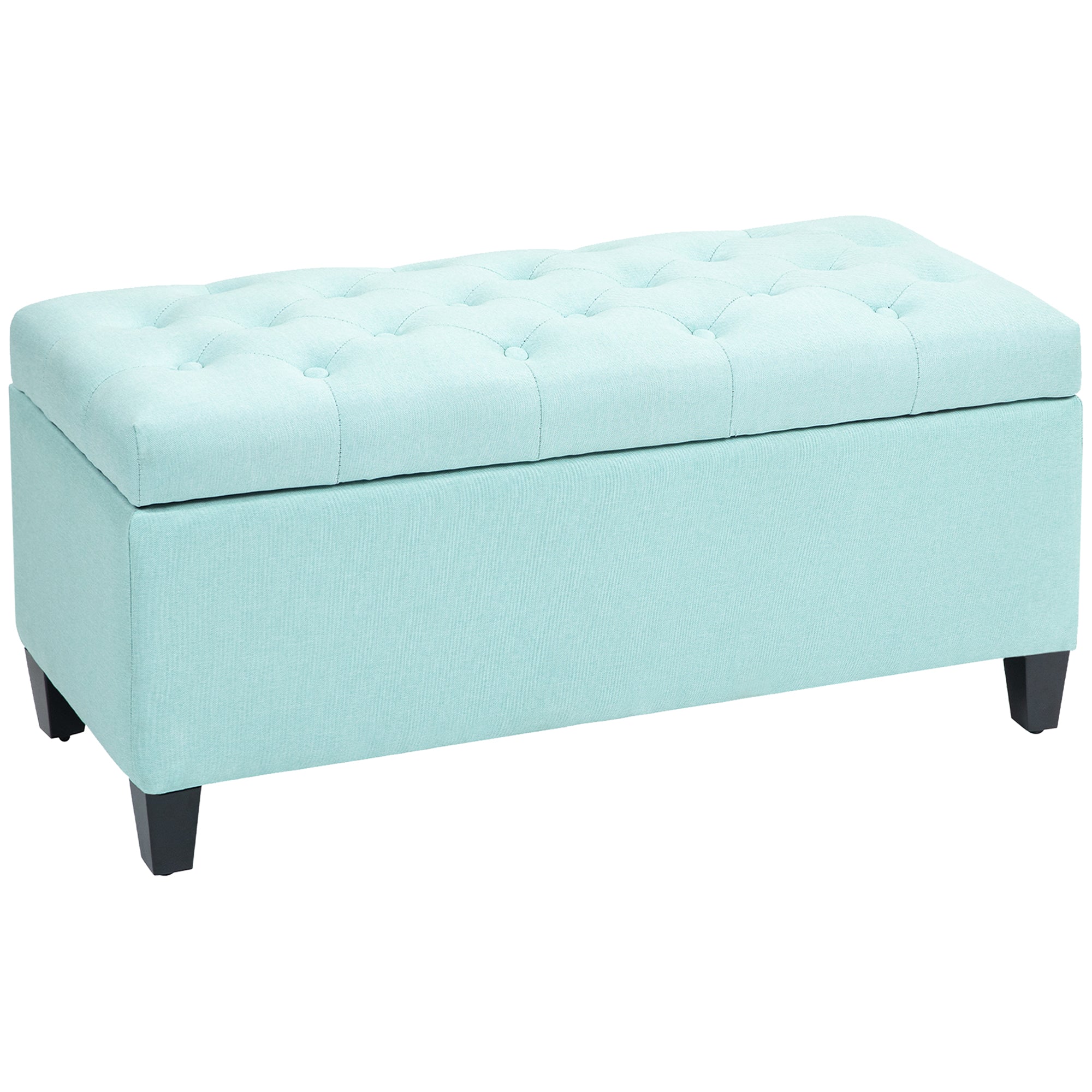 HOMCOM Sitzbank, Polsterbank mit Stauraum, leinenartiges Polyester, Kautschukholz, 100 x 40 x 44 cm, Grün