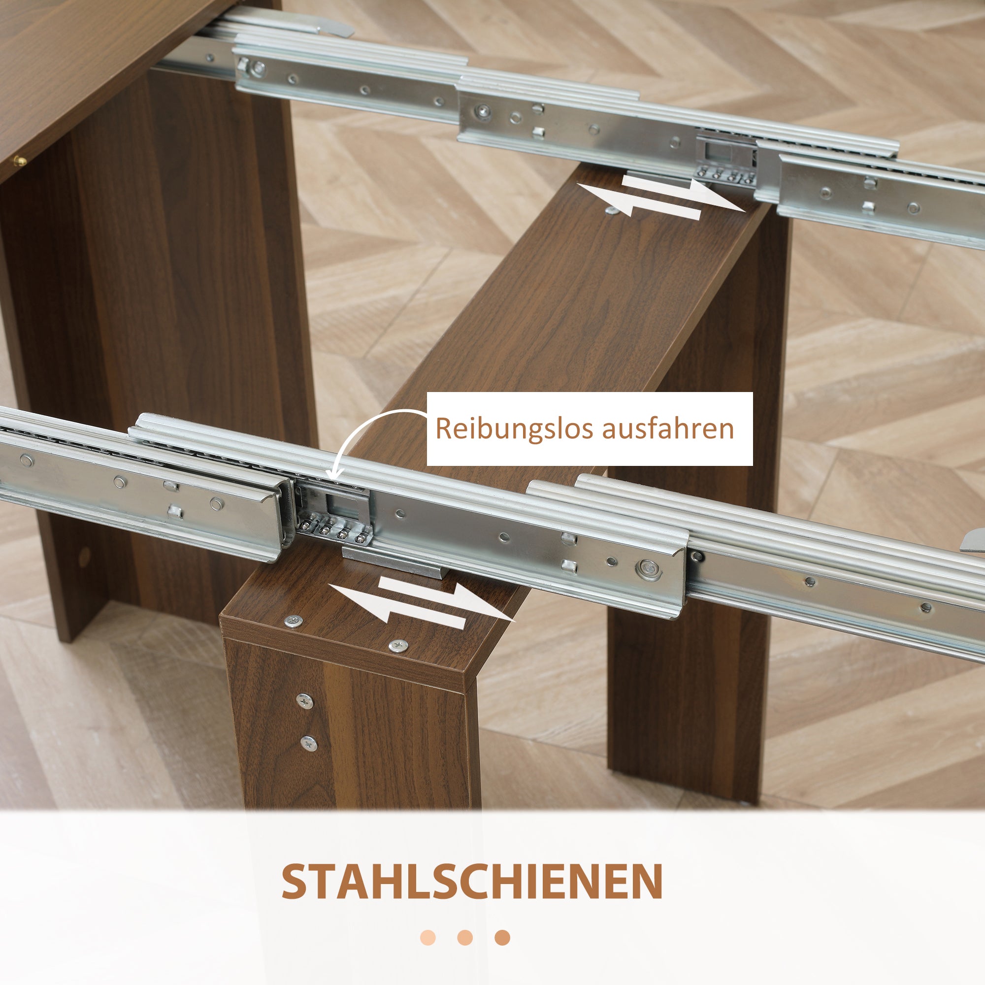 HOMCOM Ausklappbarer Esstisch Ausziehbarer Esstisch Esstisch, mobil, modernes Design, 180cm x 85cm x 75cm, Braun
