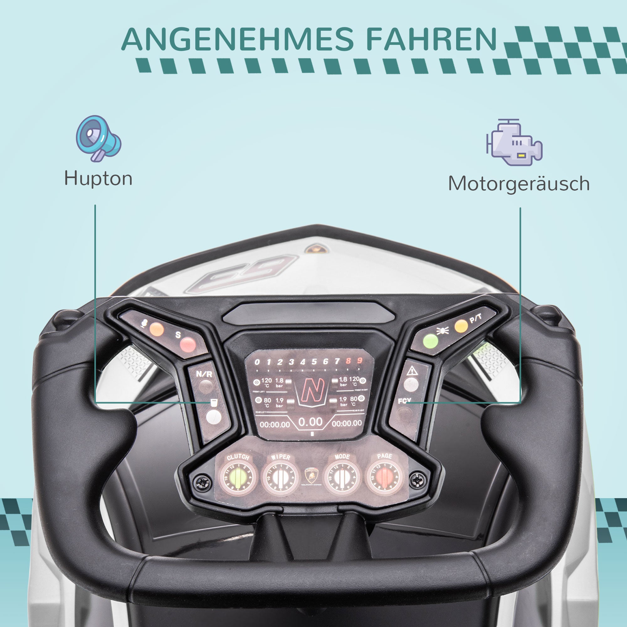 AIYAPLAY Rutscher Lamborghini-lizenziert, Rutscherauto mit Soundeffekten, Kippschutz, 67 cm x 28 x 38 cm