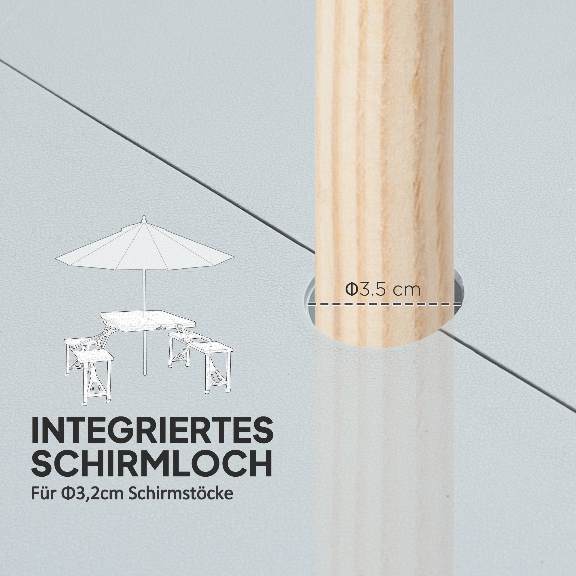 Outsunny Campingtisch Klapptisch mit 4 Stühle Klappbarer Gartentisch aus Aluminium 85,5 x 135cm Grau