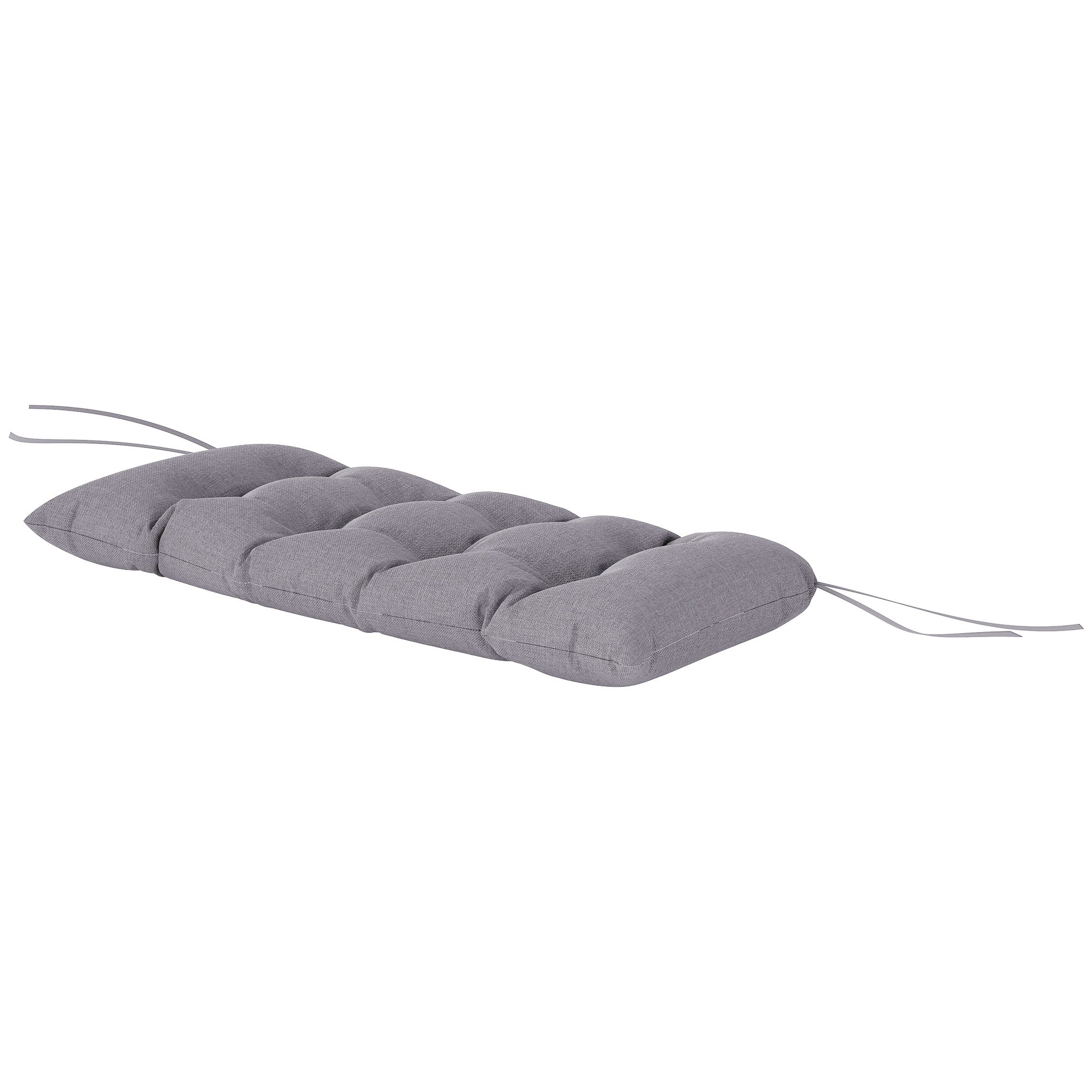 Outsunny Bankauflage 105 x 46 x 12,5 cm Bankkissen mit Bändern, Outdoor Sitzkissen für Gartenmöbel, Sitzbank, Grau
