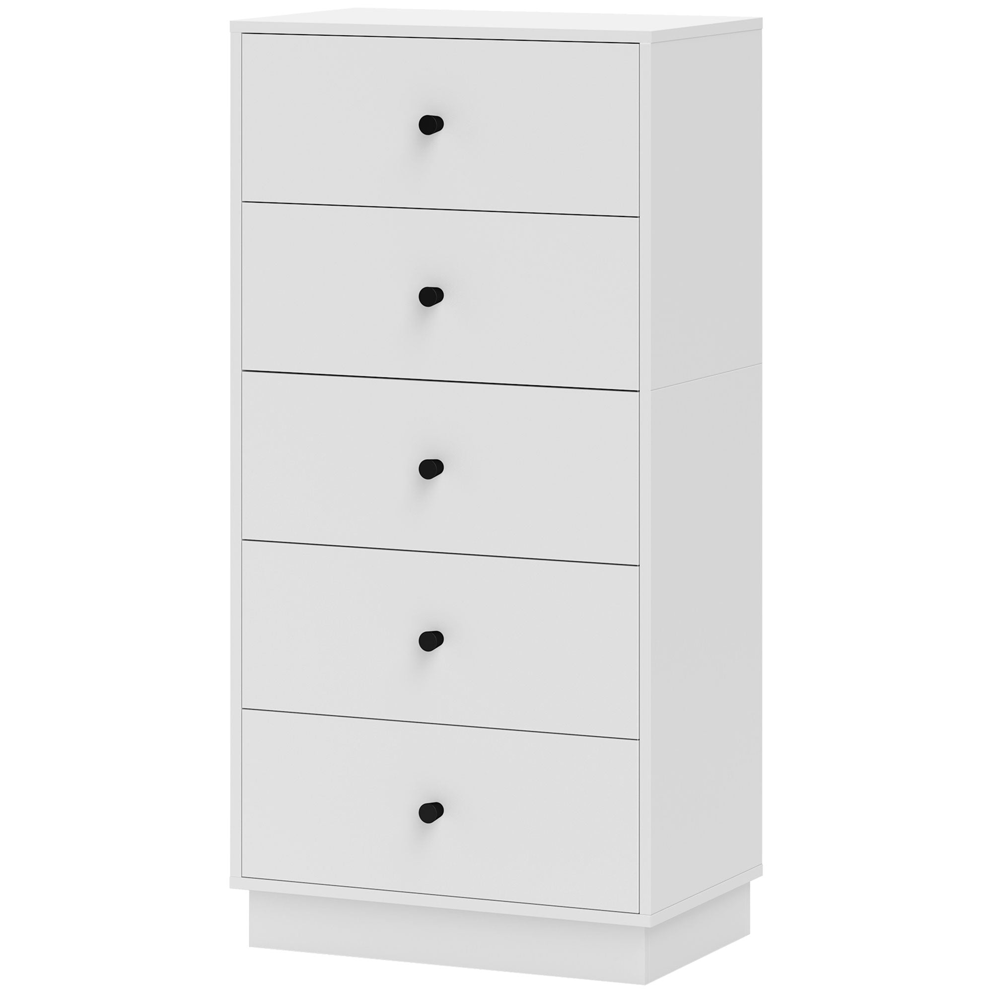 HOMCOM Kommode Sideboard mit 5 Schubladen Schrank aus Holzwerkstoff im Modern Stil 47 x 29 x 95 cm Weiß