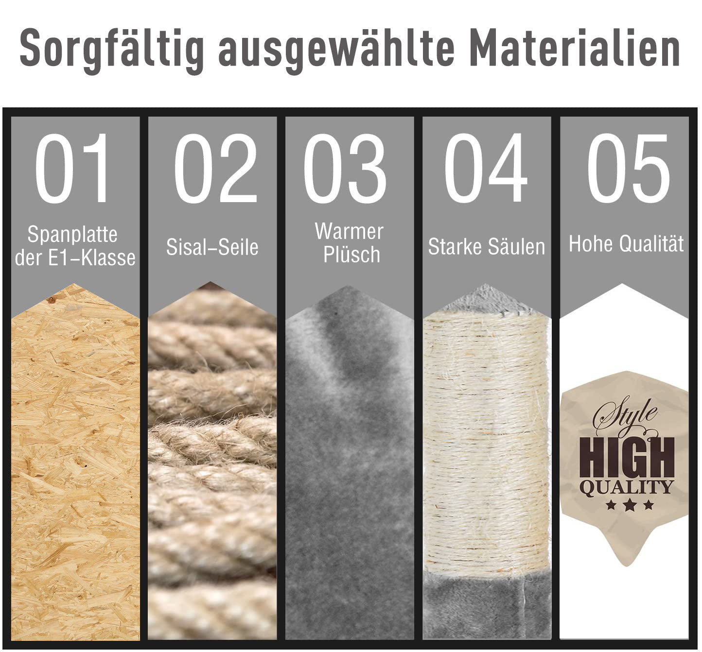 PawHut Kratzbaum mit Katzenhöhle Leiter XXL Katzenbaum Kletterbaum Kletterbaum für Katzen Mehrstufiges Multiaktivitätszentrum Plüsch Grau 49 x 49 x 173 cm