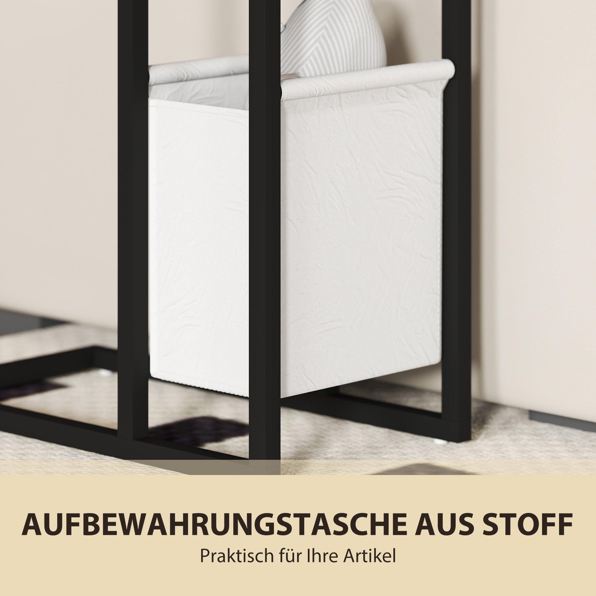 HOMCOM Beistelltisch mit Steckdosen, USB-Anschlüssen, Kabel, C-förmiges Design