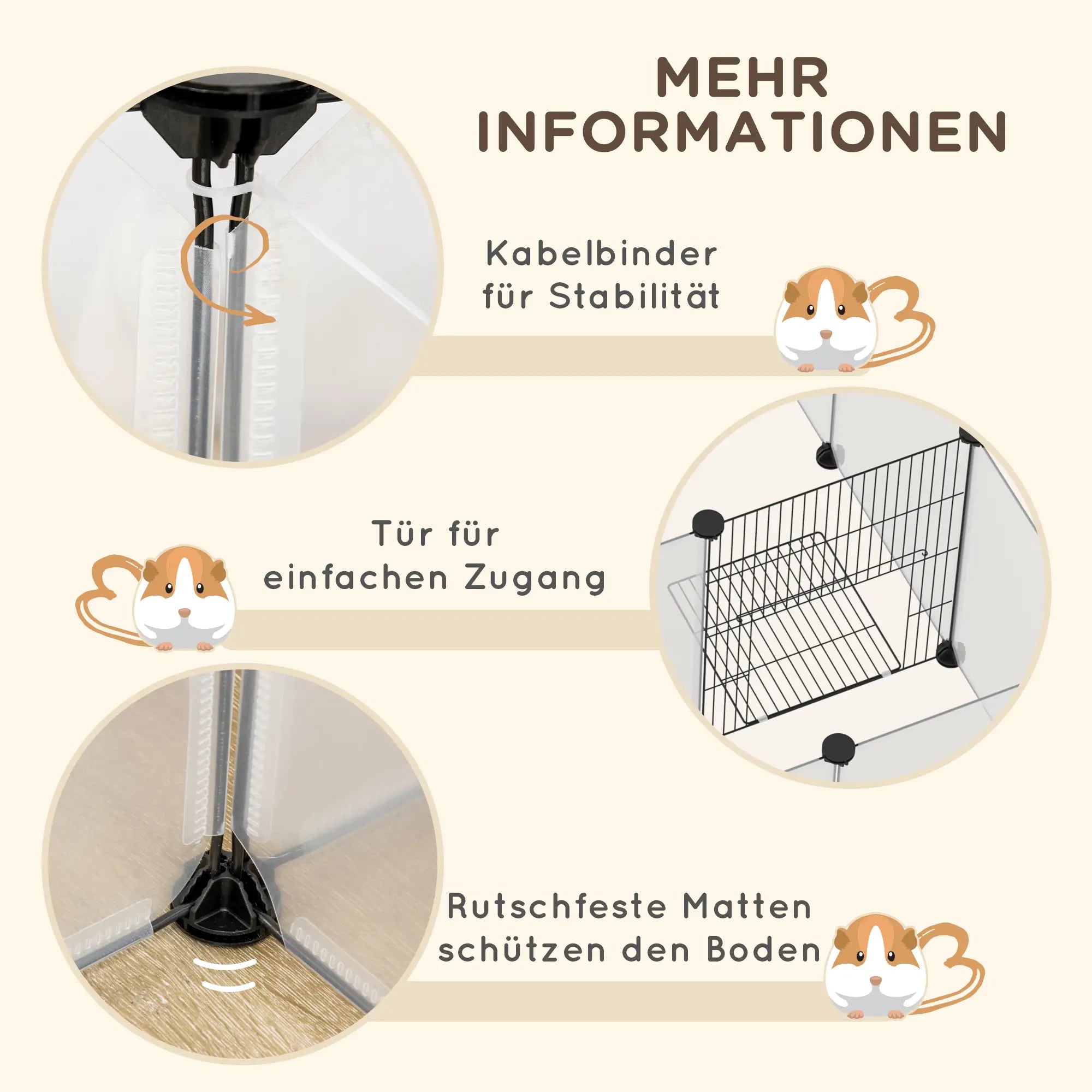PawHut Kleintierkäfig Meerschweinchengehege modular erweiterbar