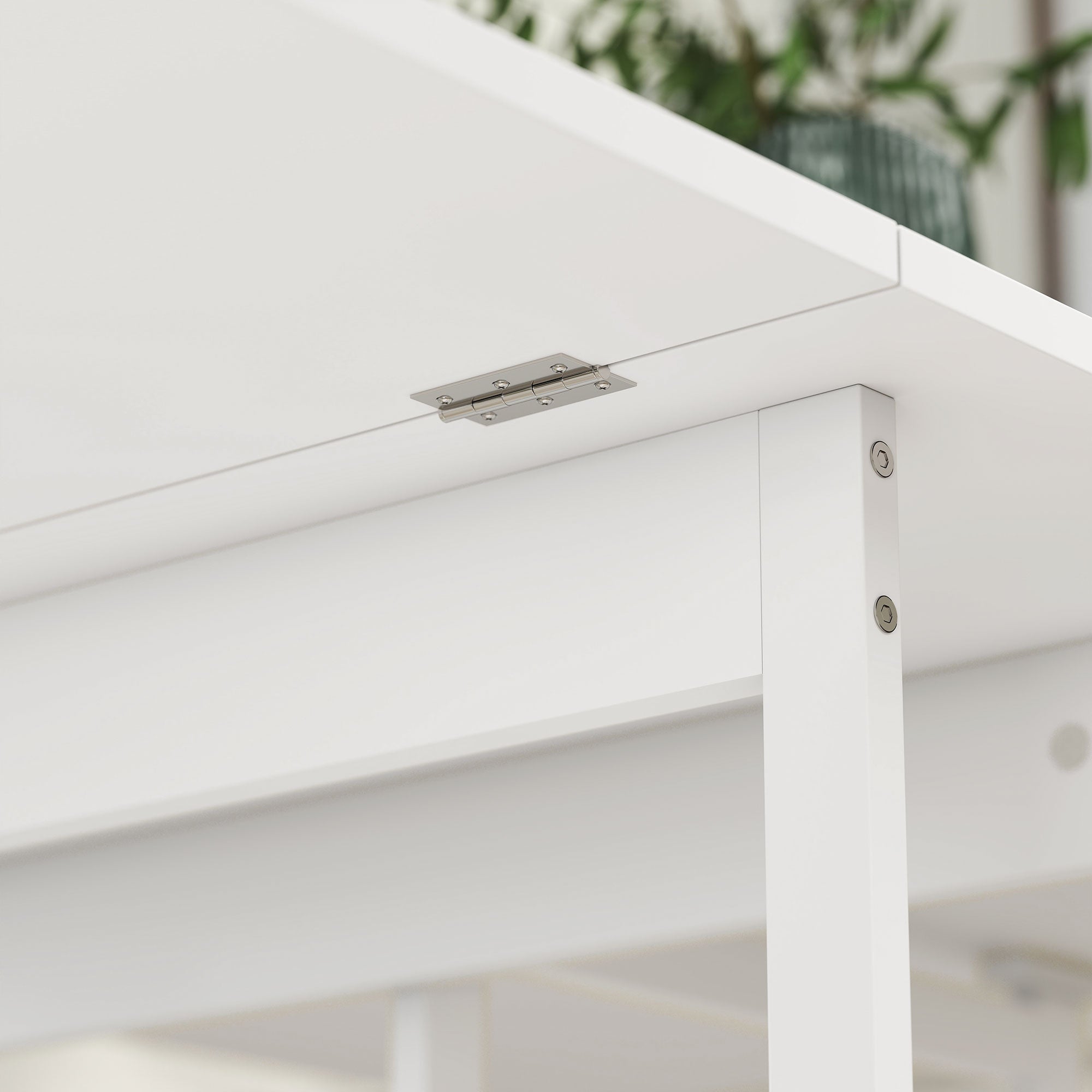 HOMCOM Klappbarer Esstisch im Industriedesign, für bis zu 4 Personen, offene Regale, flexibel, Metall, Spanplatte, Weiß