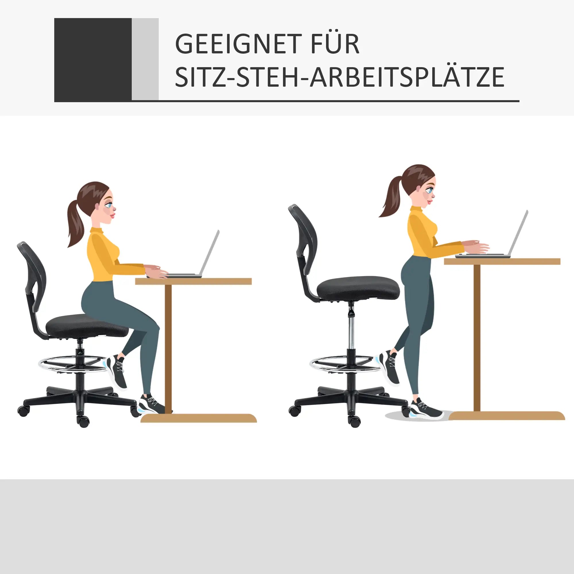 Vinsetto Bürostuhl höhenverstellbar atmungsaktiv Mesh