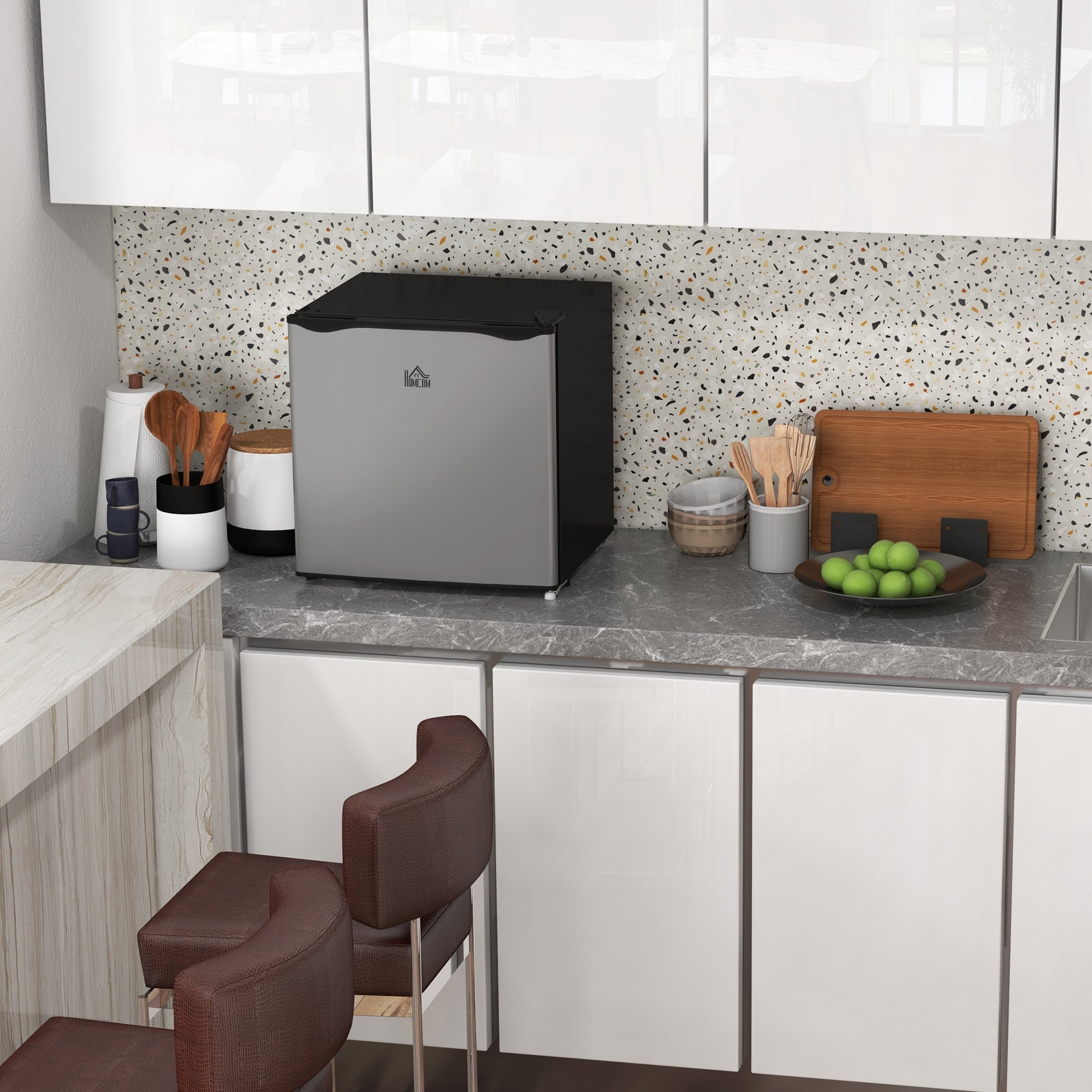HOMCOM Mini-Gefrierschrank 35?L Silber – kompakt & effizient