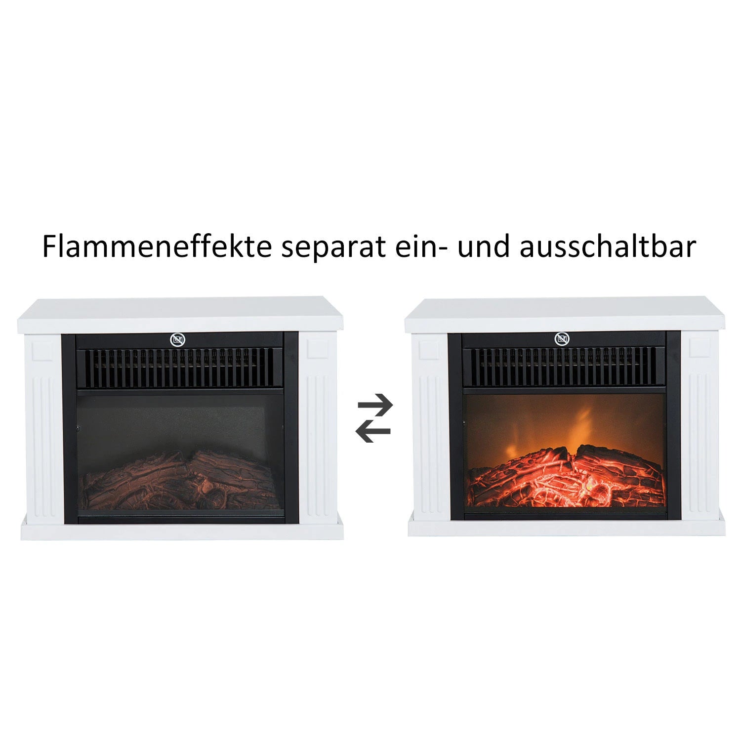 HOMCOM Elektrokamin Standkamin Flammeneffekt Heizlüfter Weiß