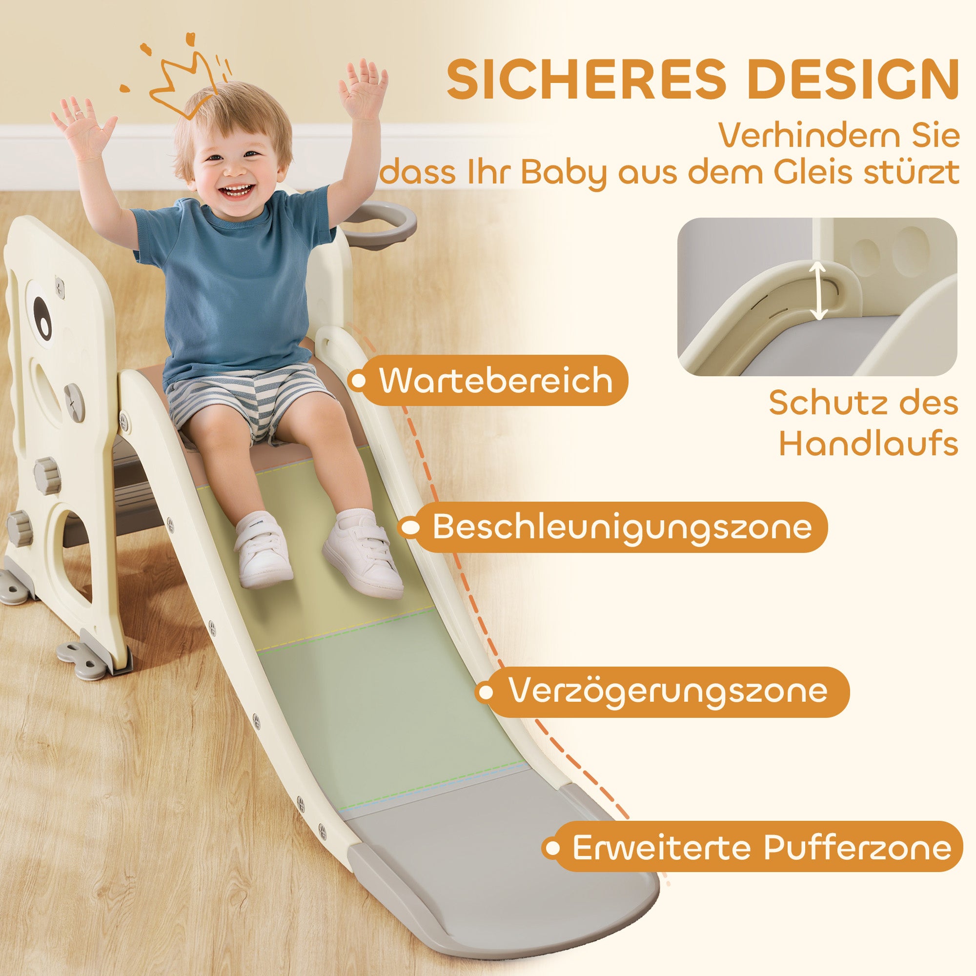 AIYAPLAY 3-in-1-Kinderrutsche mit Klettergerüst, Basketballkorb Ball, faltbare Indoor-Kleinkindrutsche für Kinder 2–5 Jahren