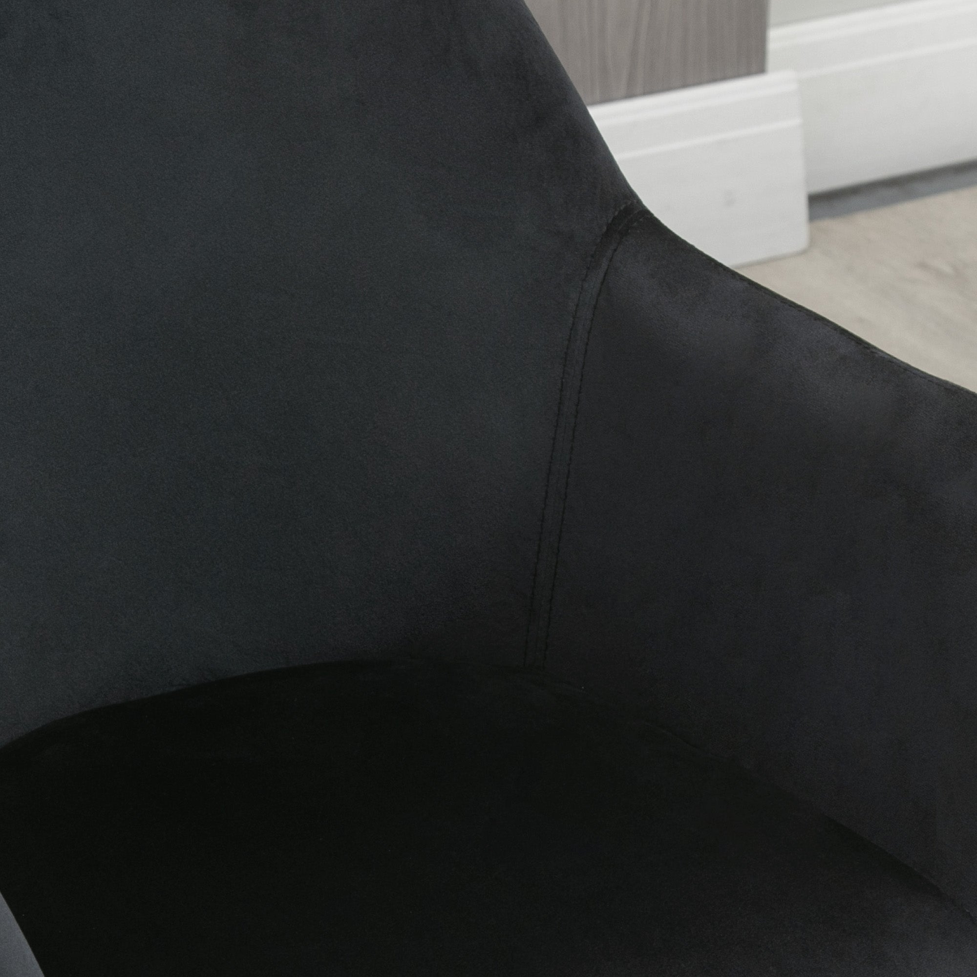 HOMCOM Esszimmerstühle, 2er-Set, modernes Design, Samtoptik, Kautschukbaumholz, 54x57x80 cm, Schwarz