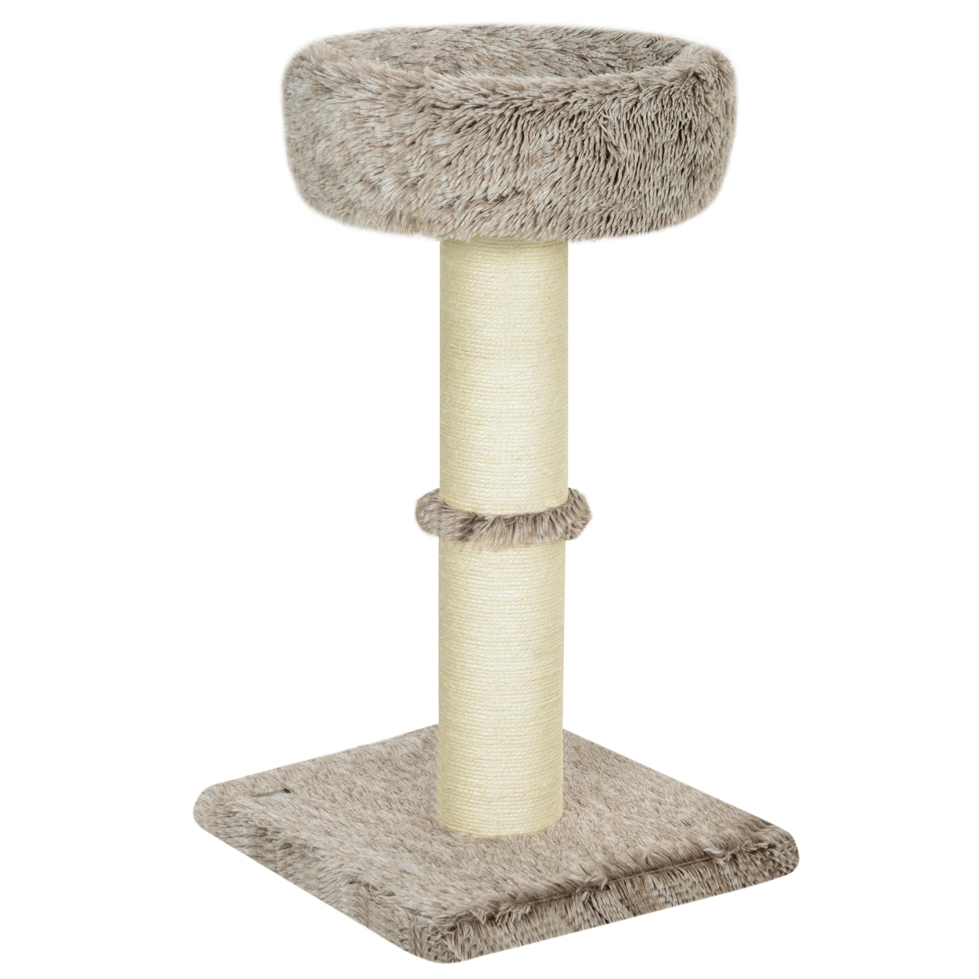 PawHut Katzenbaum, 87 cm, Katzenturm mit dickem Kratzpfosten, Plüschbett, für den Innenbereich, trägt bis zu 6 kg, Braun