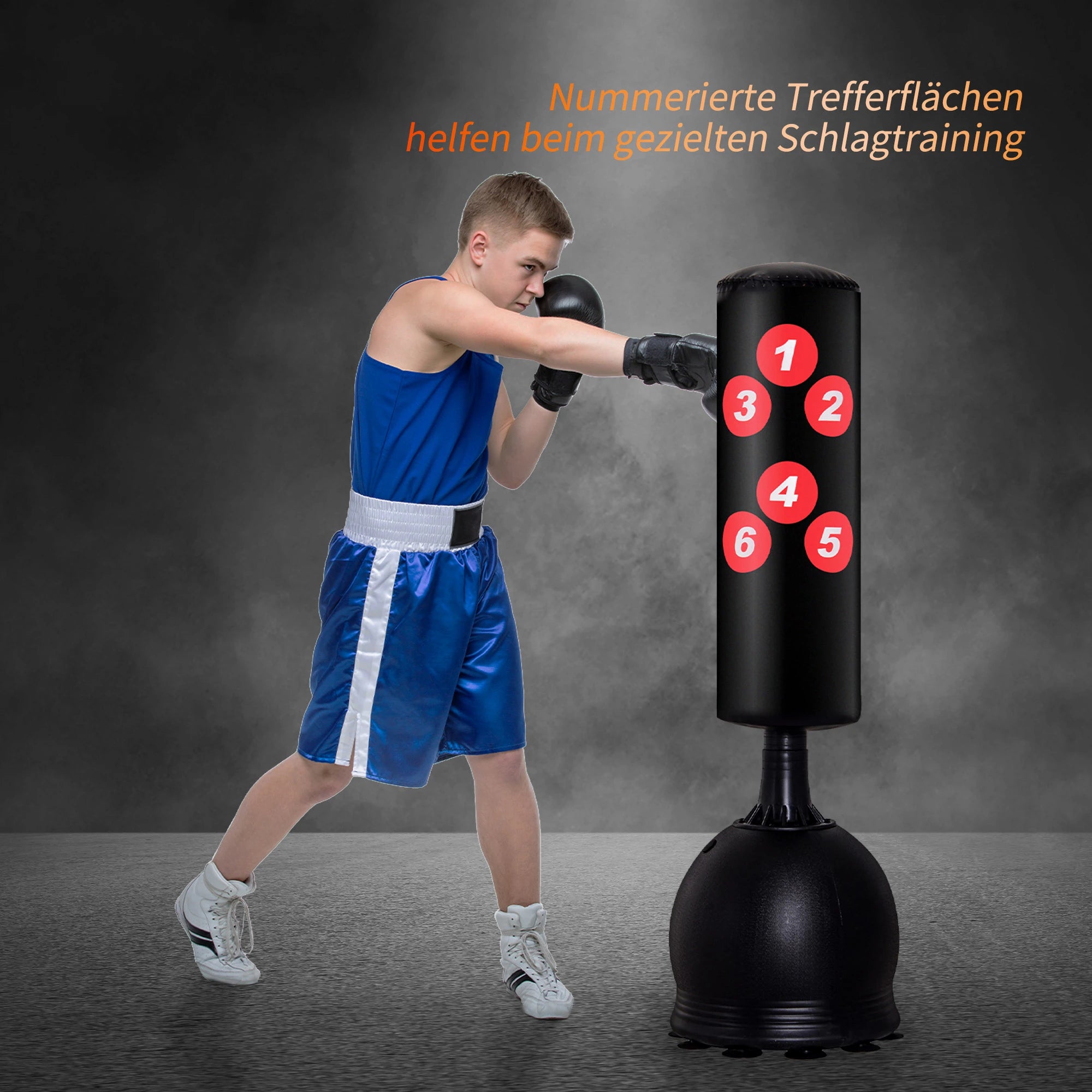 HOMCOM Boxsack Stehend 165cm Erwachsene Freistehender Heavy Duty Standboxsack mit Saugnapf-Basis Boxpartner Boxing Trainer Geeignet für Profis und Anfänger Schwarz