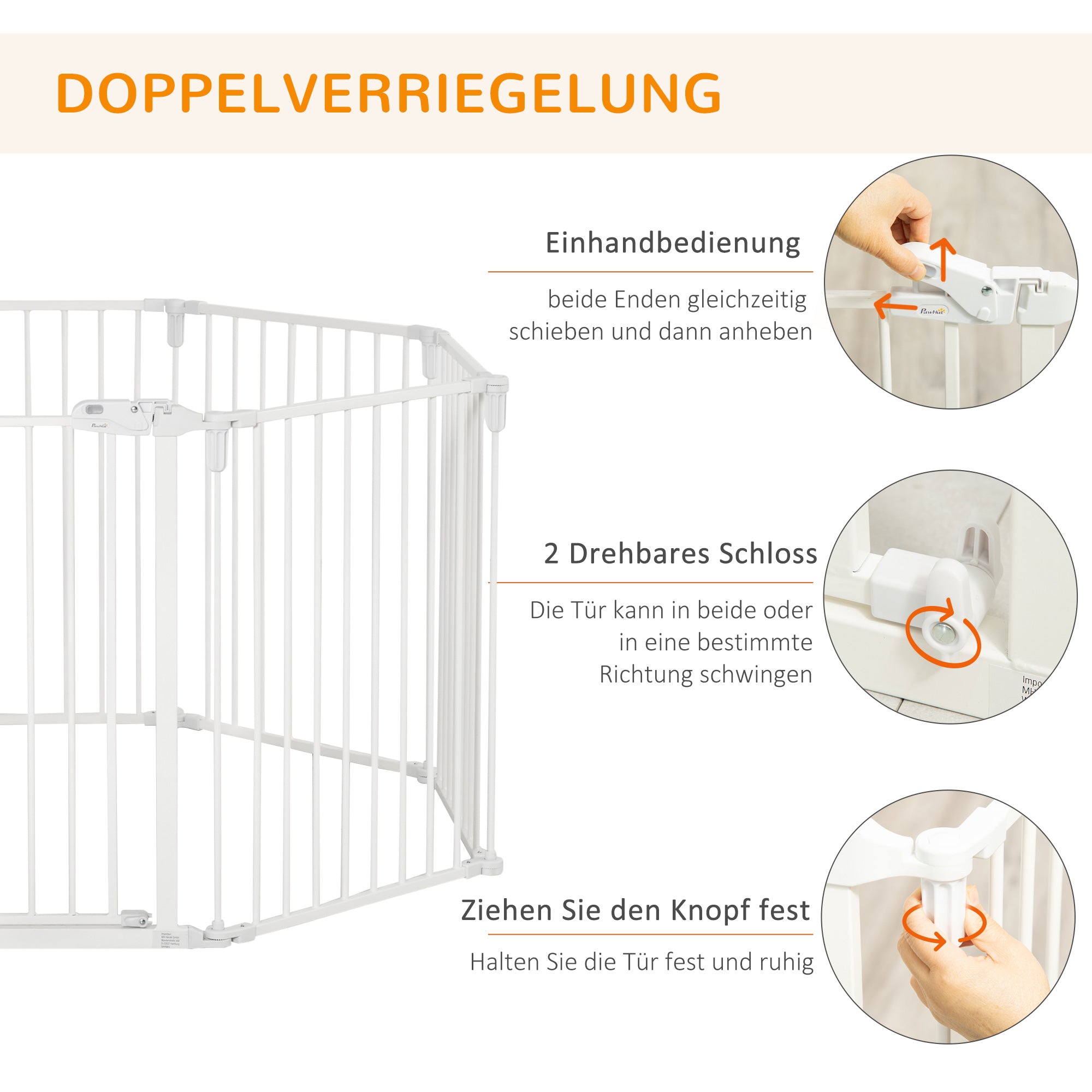 PawHut Welpenauslauf Freigehege für Hund Schutzgitter mit Tür Kaminschutzgitter flexible klappbar 8 Paneele je 60 x 76 cm Weiß