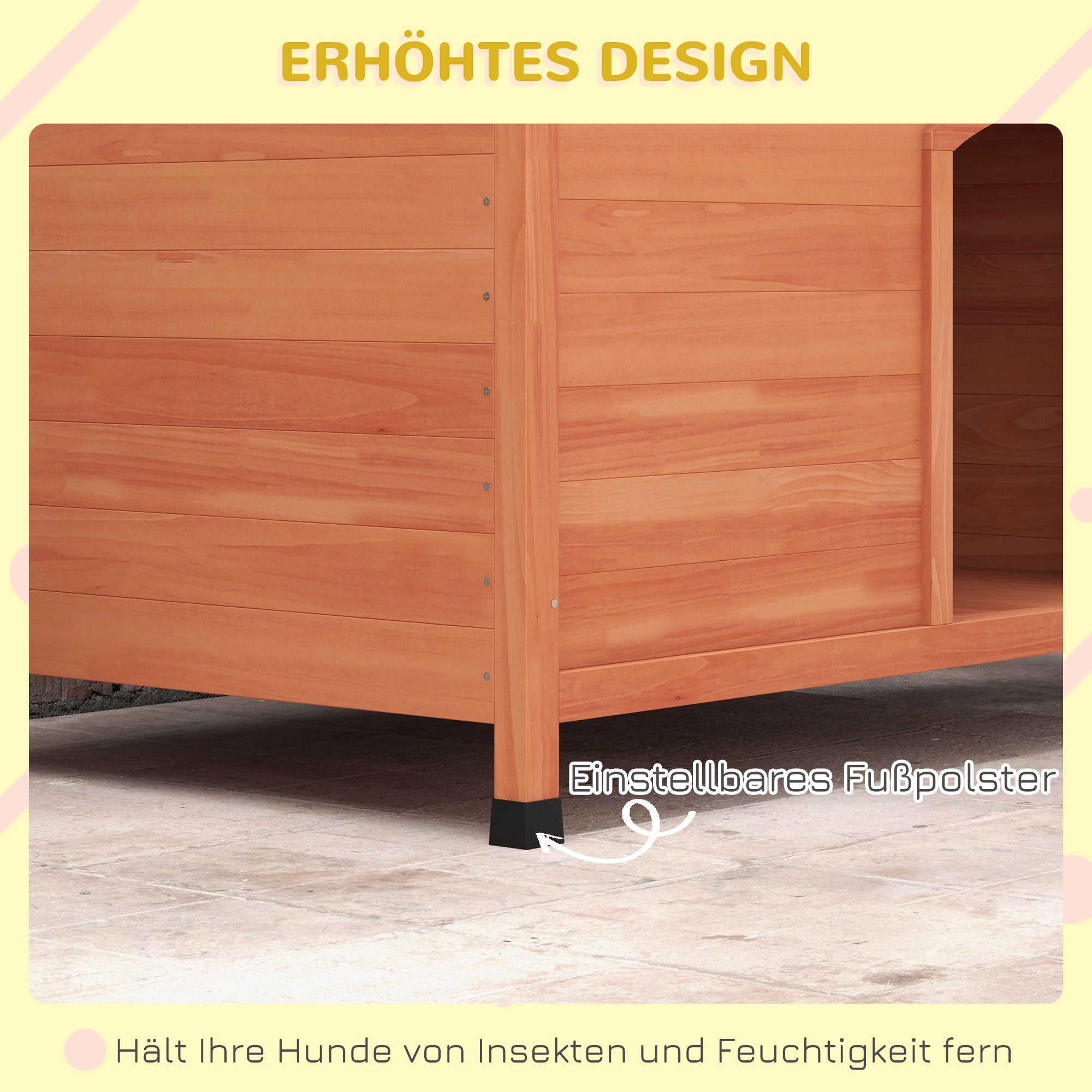 PawHut Hundehütte Hundehütte aus Holz Hundehütte XXL, 100 cm x 65,5 cm x 68 cm, Braun + Grün