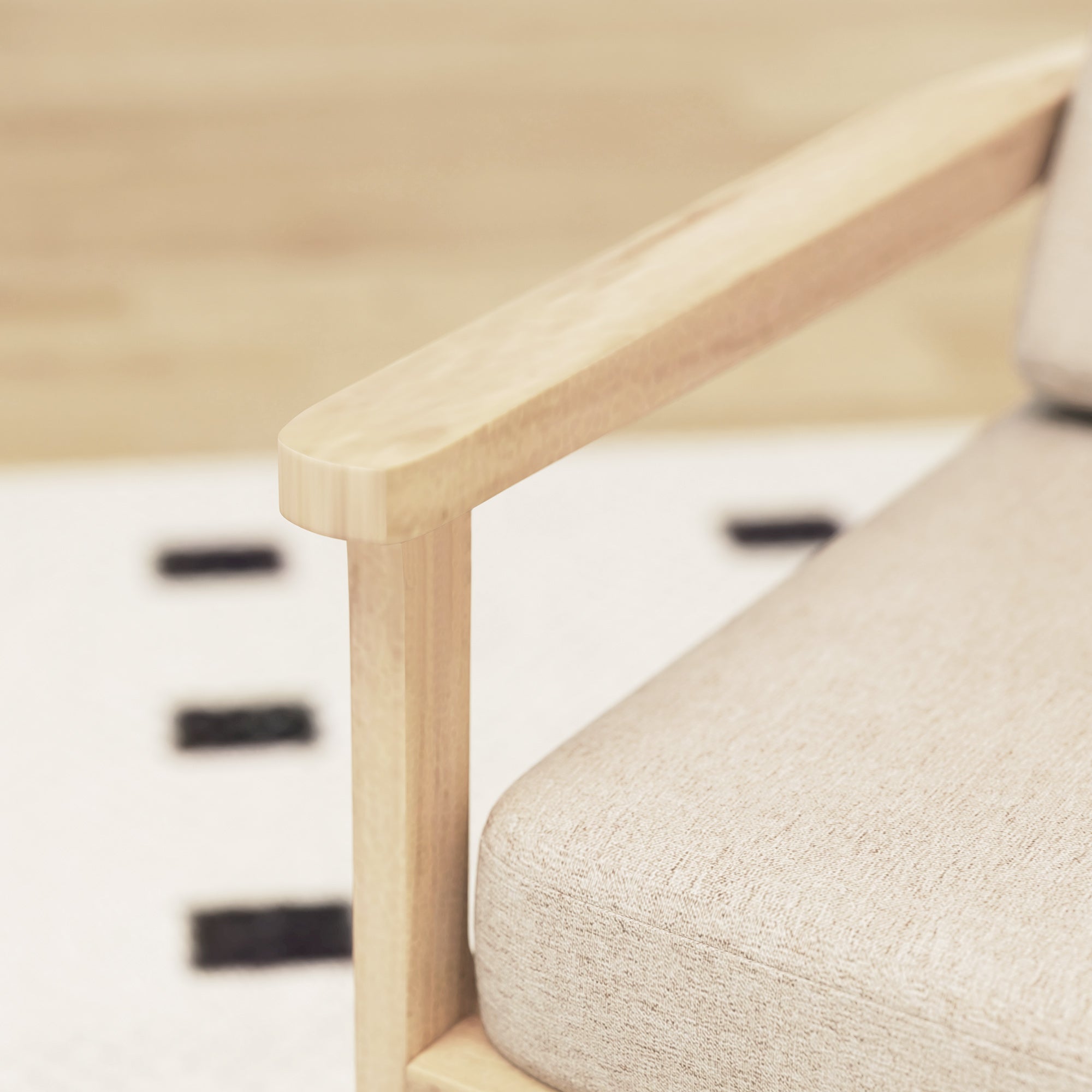 HOMCOM Polsterstuhl mit Armlehnen, solidem Holzrahmen und abnehmbaren Kissen, für Wohnzimmer, Schlafzimmer, Beige