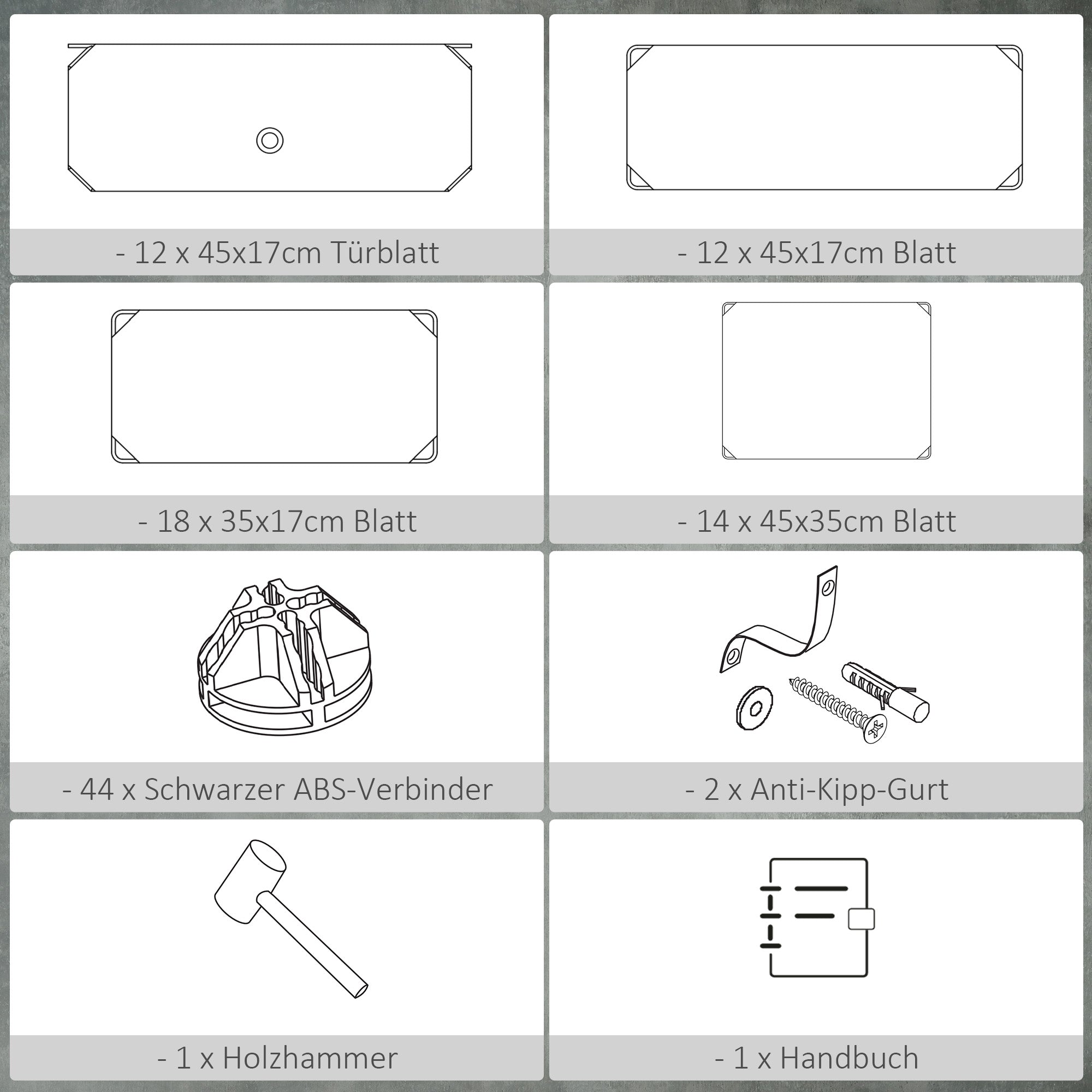HOMCOM Schuhregal, 12 Aufbewahrungsboxen für 24 Paar Schuhe, Kunststoff, Schwarz+Weiß