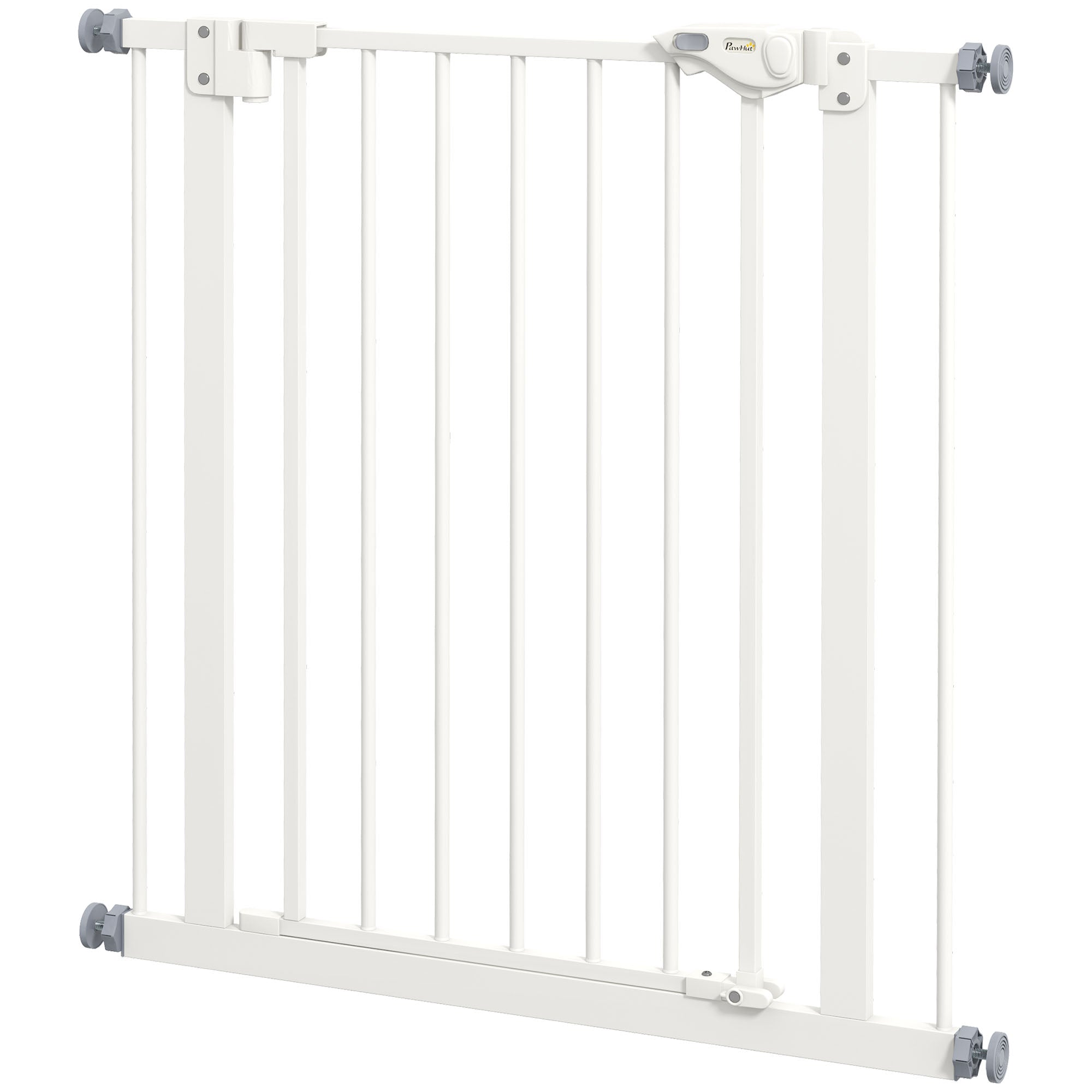PawHut Türschutzgitter für Hunde, Absperrgitter, Schutzgitter für Haustiere, Metall, Kunststoff, 74-80 cm, Weiß