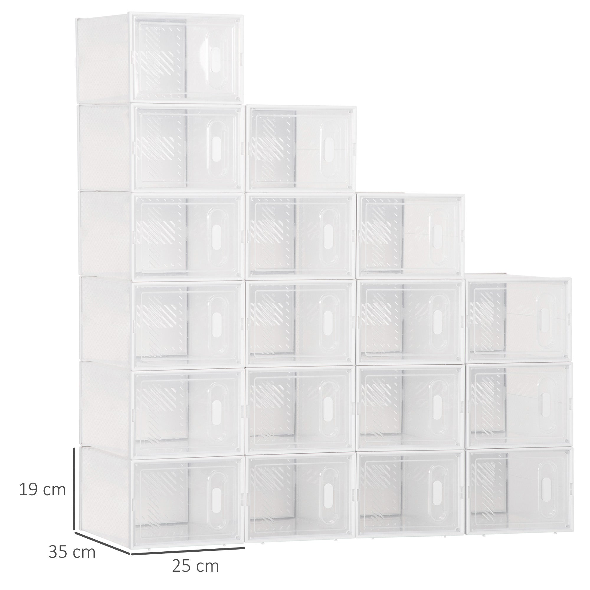 HOMCOM Modulares Regalsystem mit 18 Fächern, Steckregal, 25 cm x 35 cm x 19 cm, Transparent