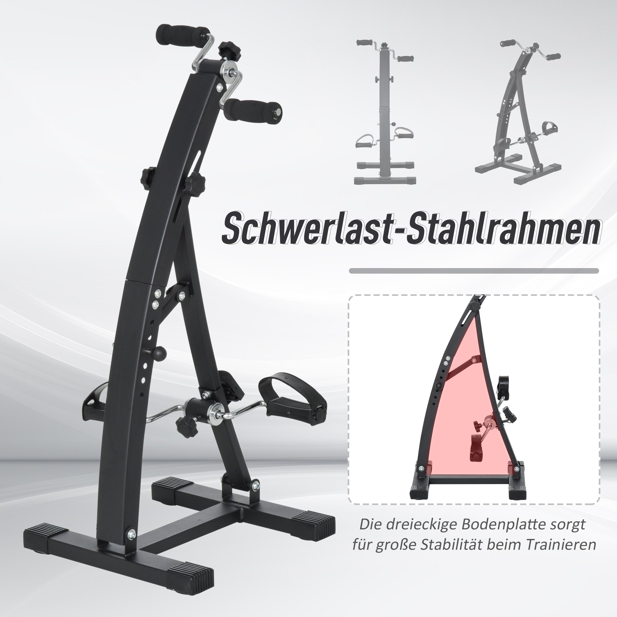 HOMCOM Pedaltrainer für Senioren extra Leise Mini Heimtrainer mit LCD Display Befestigungsband Arm- und Beintrainer Bewegungstrainer Tischfahrrad Mini Bike Fitnessgerät für Zuhause Büro