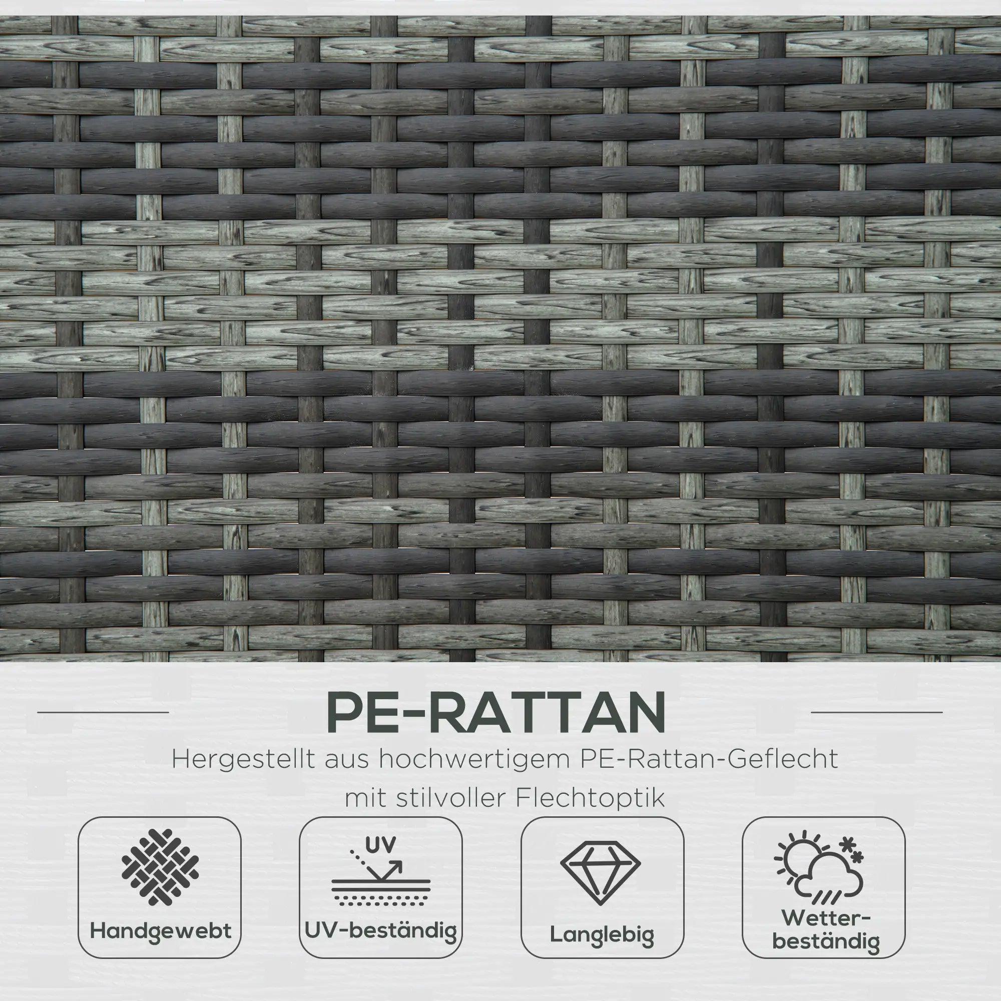 Outsunny Polyrattan Sonnenliege für 2 Personen 5-fach verstellbar