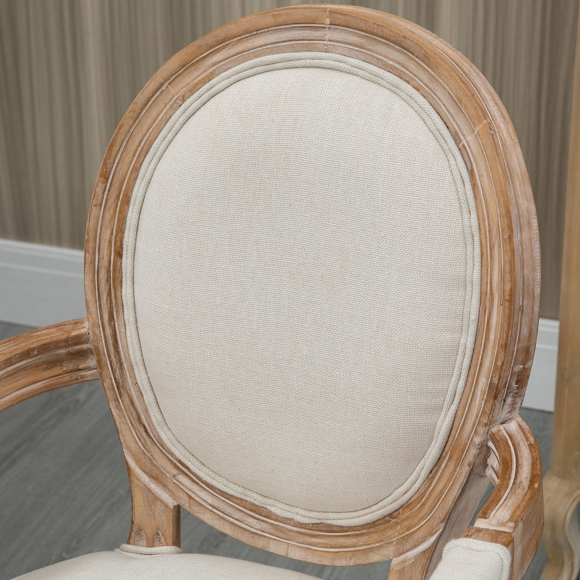 HOMCOM Küchenstuhl im Antik-Design, atmungsaktiver Bezug, Leinenoptik, Massivholzrahmen, 56 x 54 x 96cm, cremeweiß