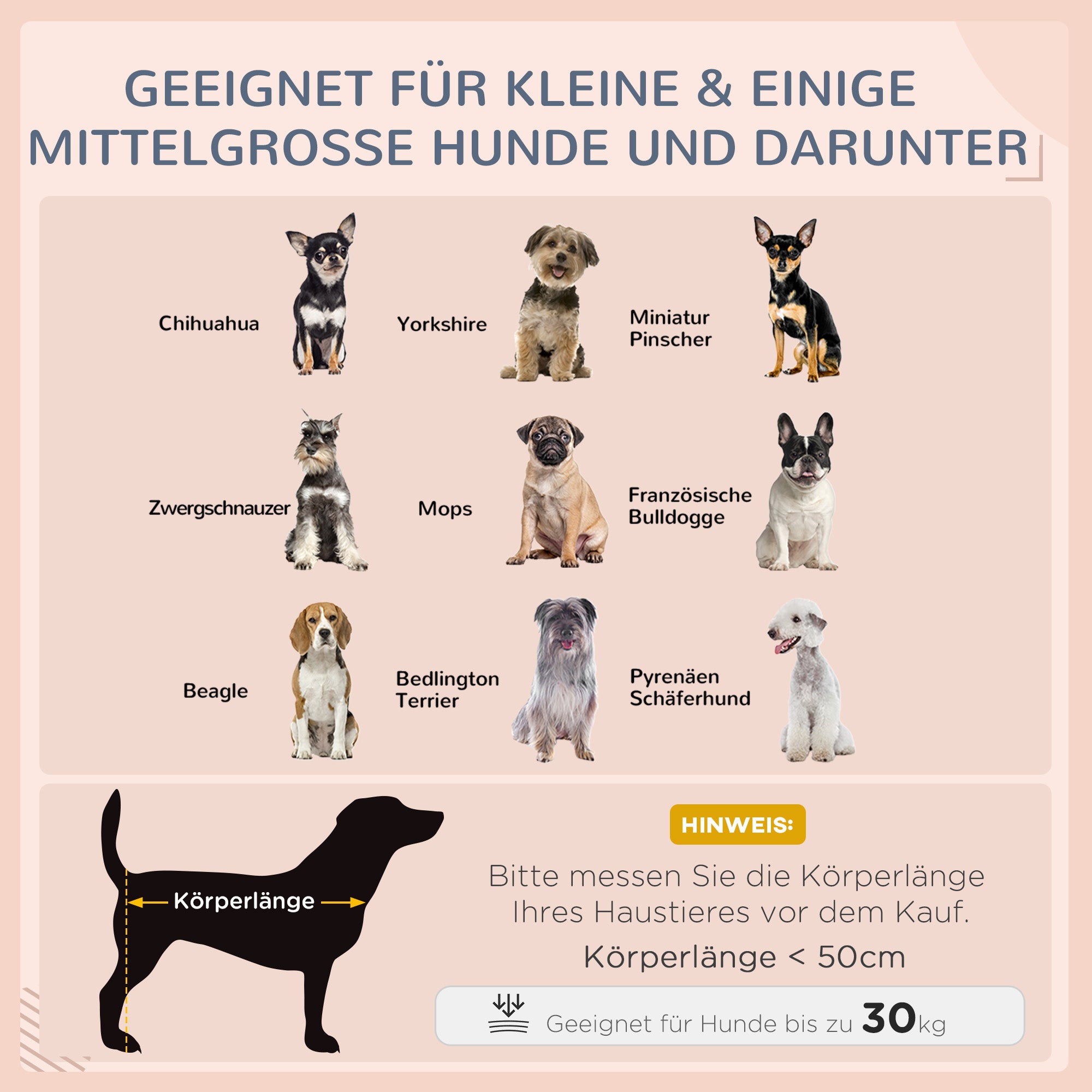 PawHut Hundehütte Haustierbett Hundekorb, wetterbeständig, abnehmbares Poster, Grau