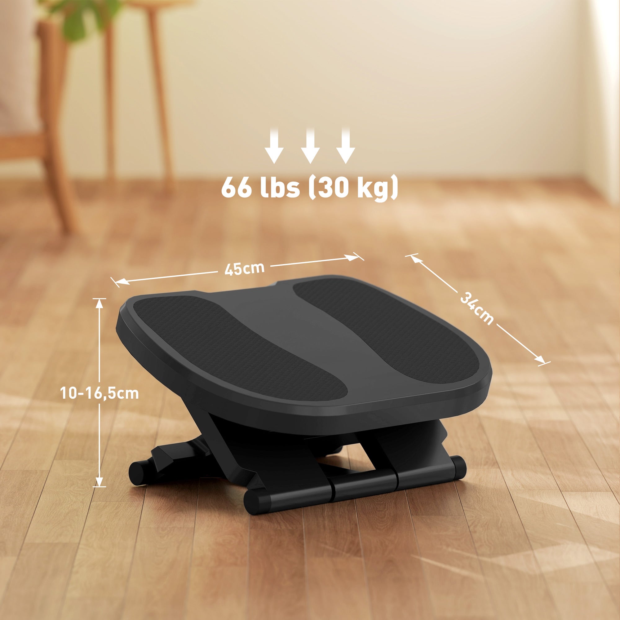 HOMCOM Fußstütze, Fußablage, höhenverstellbar, 0-30° neigbar, Grau