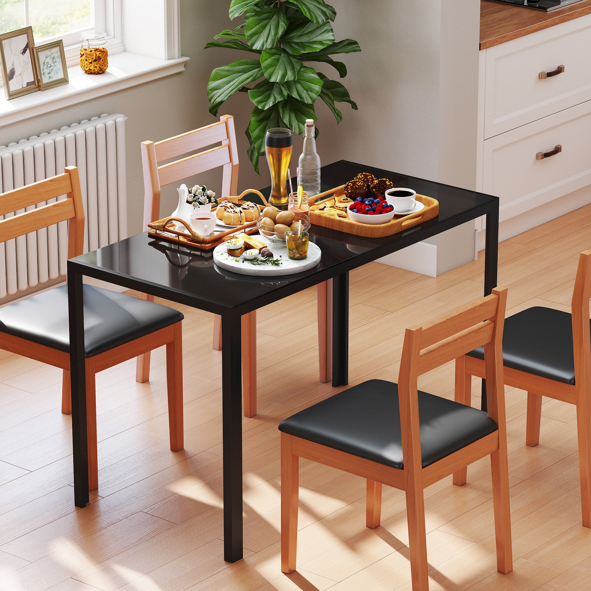 HOMCOM Esstisch Küchentisch großer Tisch, modernes Design, 120 cm x 60 cm x 75 cm, Schwarz