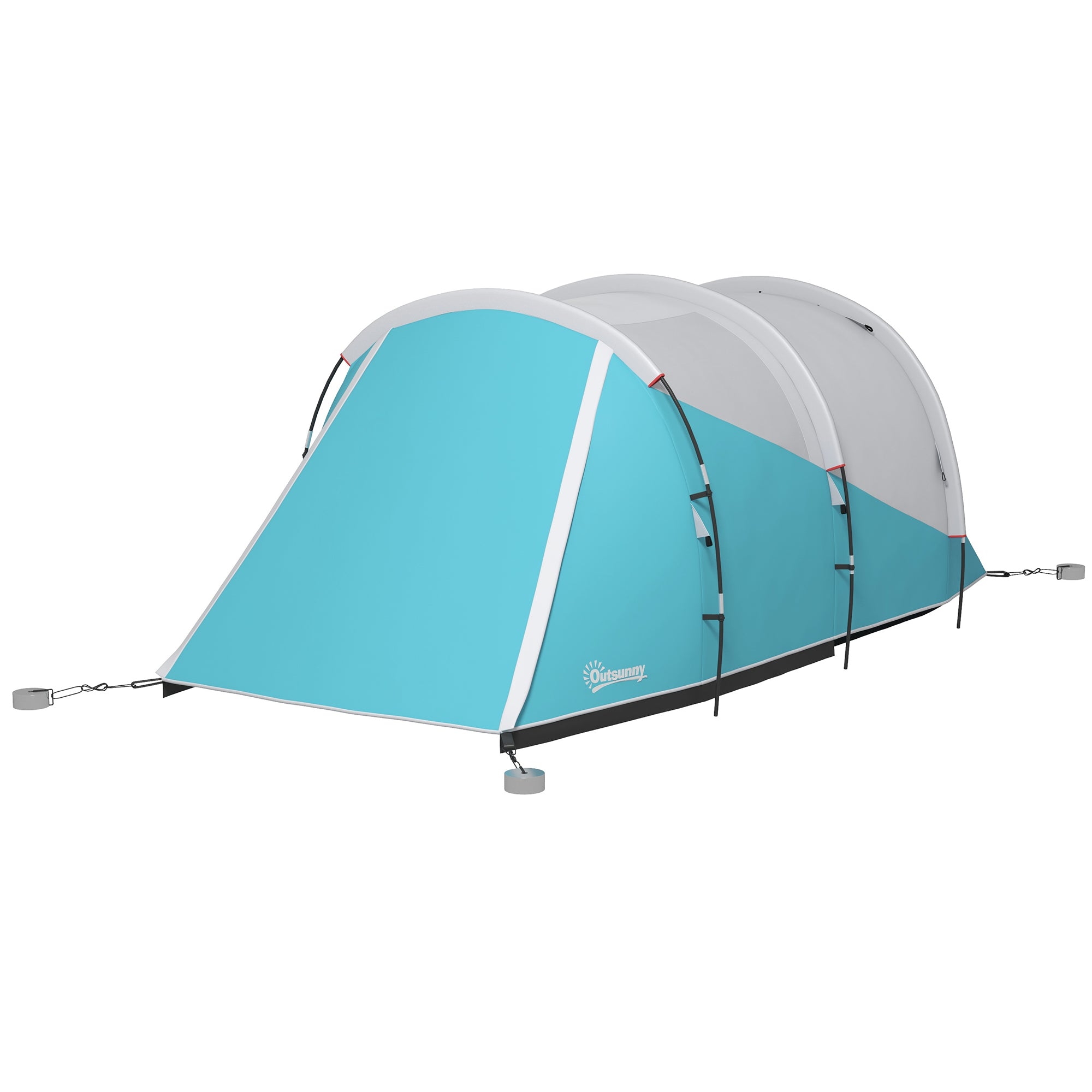 Outsunny Campingzelt für 4-5 Personen, separate Wohn- & Schlafräume, 460L x 260B x 190H cm, Blau
