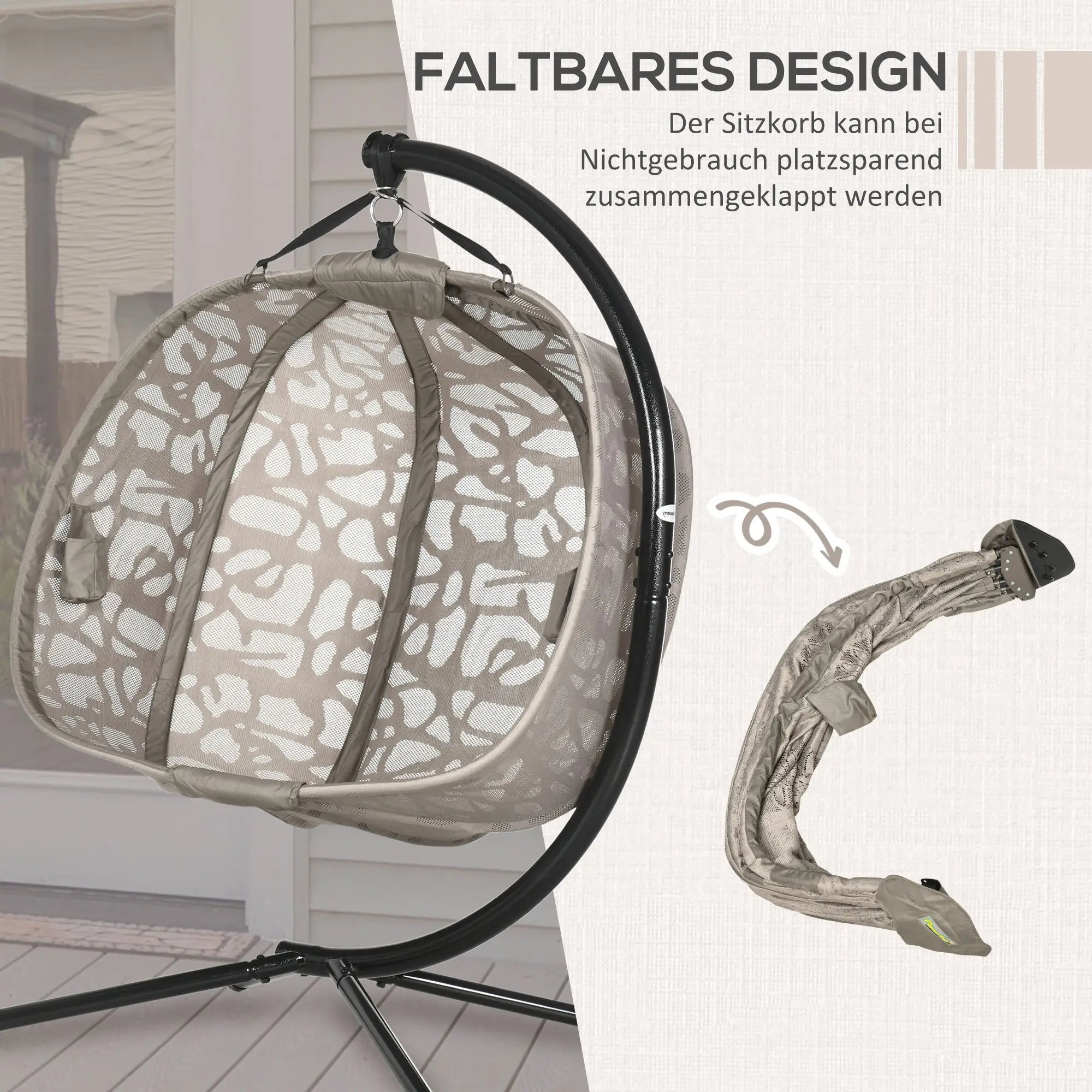 Outsunny Hängesessel 2-Sitzer klappbar mit Dach und Kissen Sand