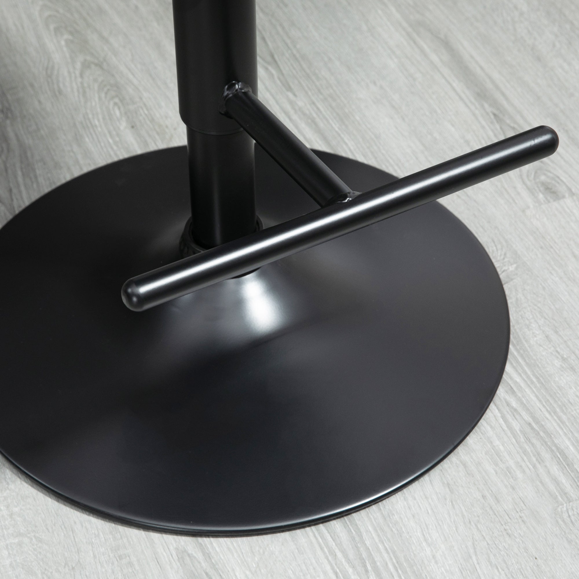 HOMCOM Barhocker 2er Set, Gepolstert Barstuhl aus Stahl und Massivholz, Höhenverstellbar Küchenstühle mit Fußstütze, 360° Drehbar, Tresenhocker für Küche, Wohnzimmer, Esszimmer, Schwarz+Kaffee