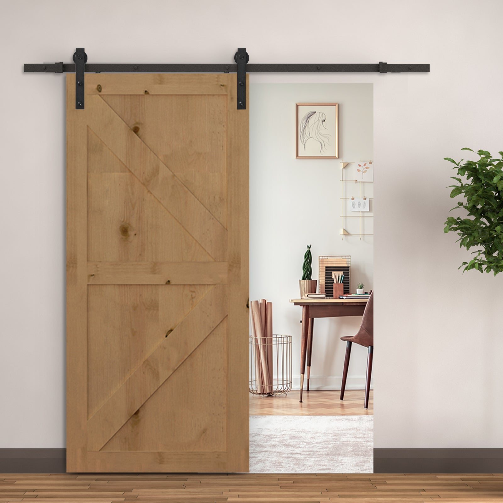 HOMCOM Gleitschienen-Bausatz für Schiebetür, bis 90 kg, Kohlenstoffstahl, 200 cm, Schwarz, inkl. Werkzeuge