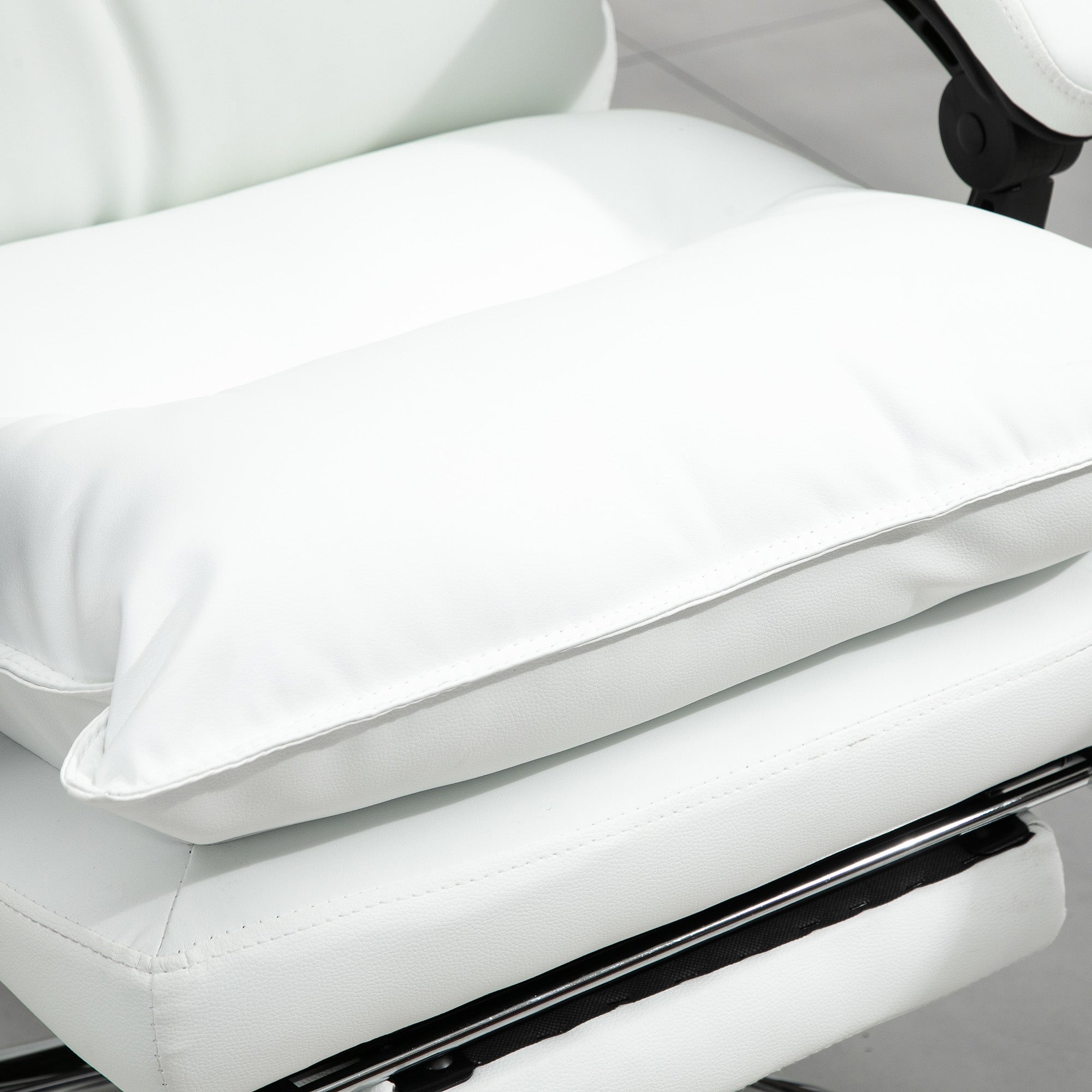 Vinsetto Bürostuhl mit Liegefunktion, ergonomisch höhenverstellbar mit Fußstütze, gepolstert, bis 135 kg belastbar, 66 x 72 x 122-130 cm, Weiß