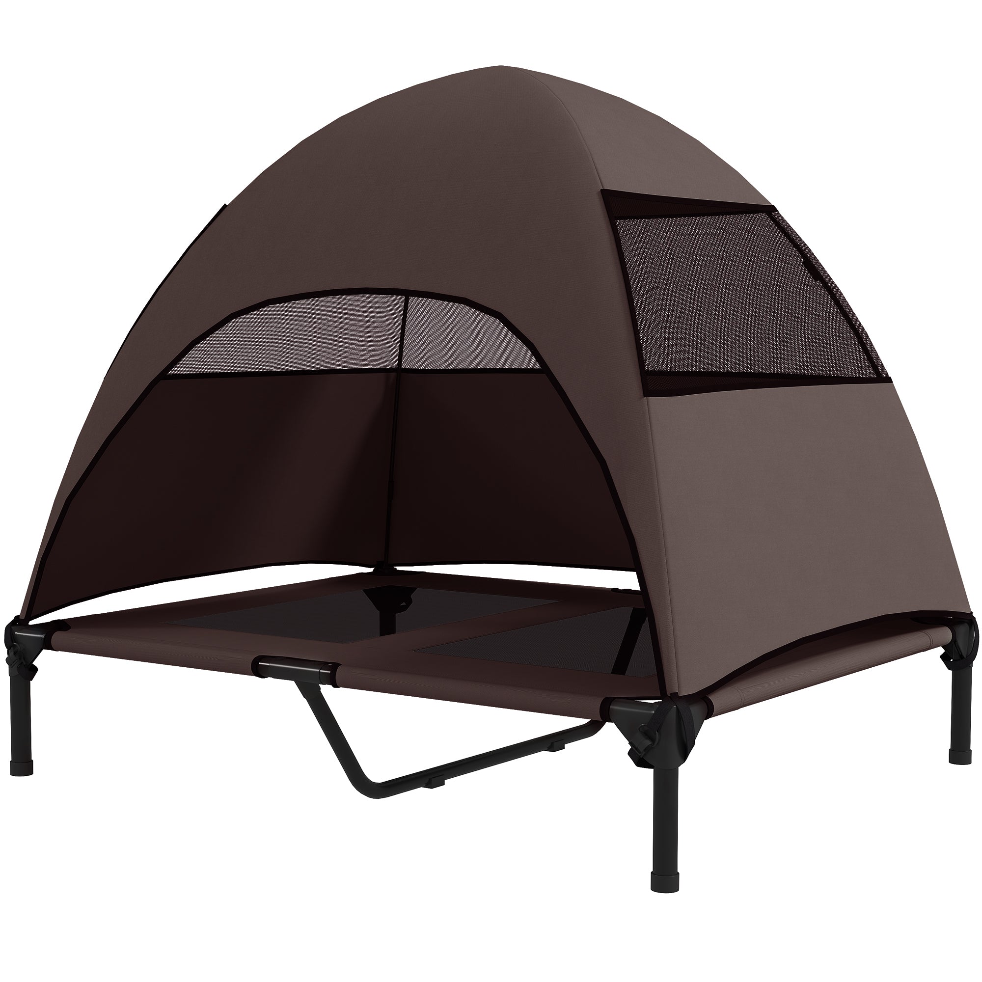 PawHut Hundeliege Outdoor mit Dach, Erhöhtes Hundebett für Große Hunde, 91 x 76 x 90 cm, Kaffee