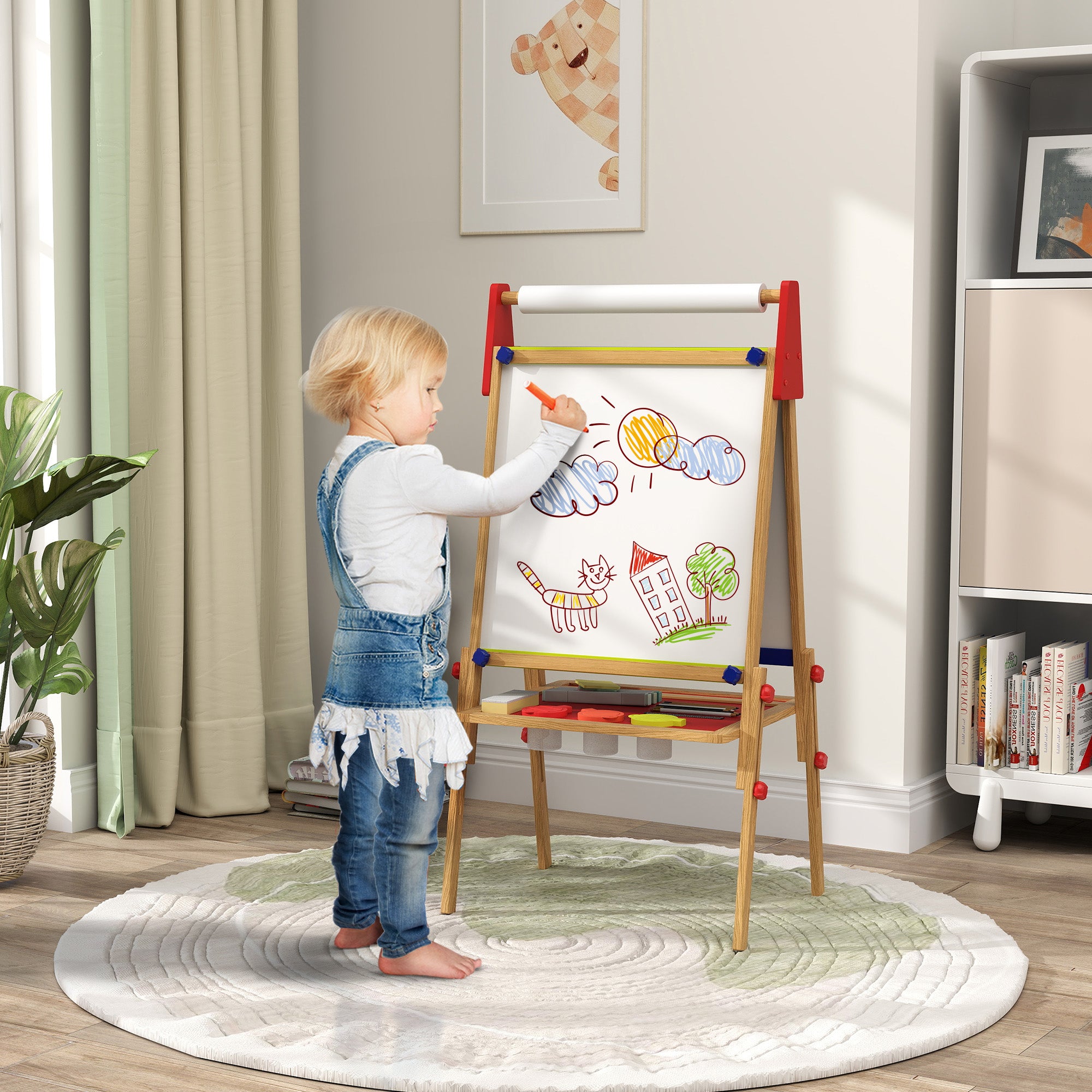 AIYAPLAY 3-in-1 Kindertafel höhenverstellbar – Naturholz