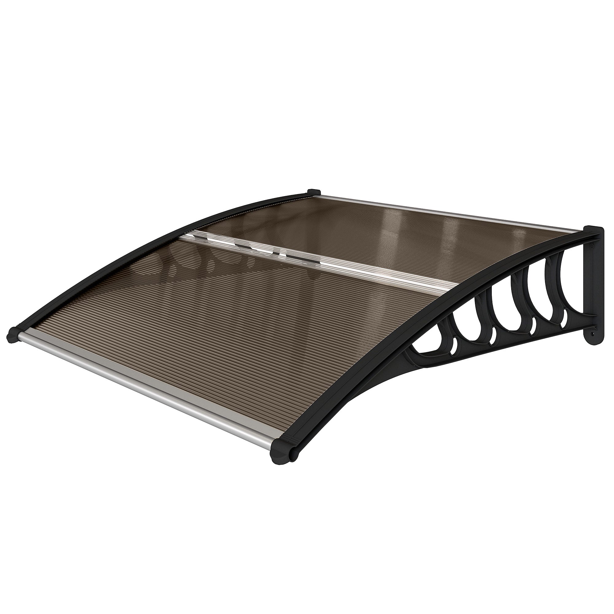 Outsunny Türüberdachung, Schutz vor Regen, Wind und Hagel, Polycarbonat, Aluminium, 103 x 96,5 x 27 cm, Braun