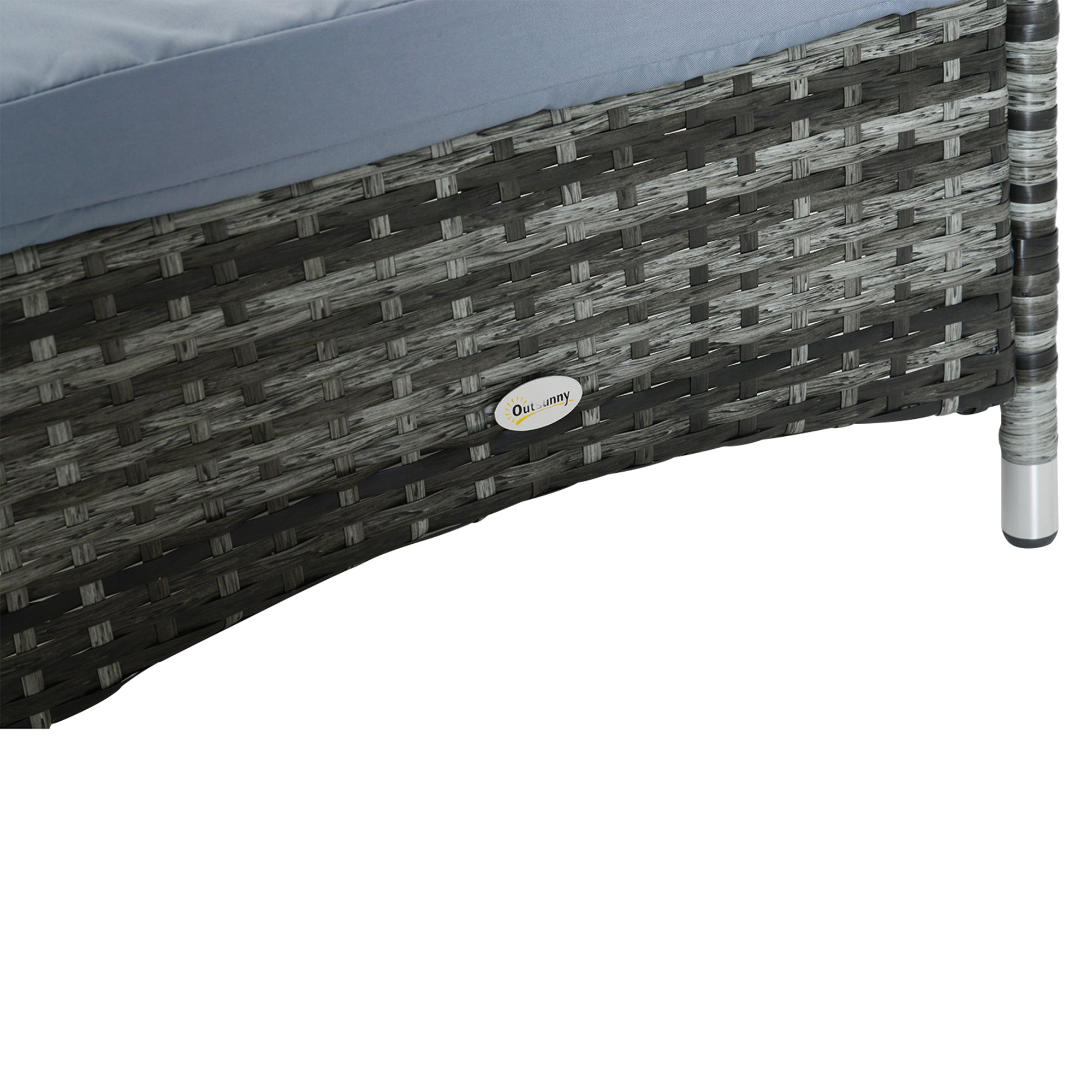 Outsunny Sonnenliege Polyrattan Gartenliege mit 5-Fach verstellbarer Rücklehne, Polsterauflage, Rollen, Kissen, 160 kg belastbar Relaxliege Liegestuhl für Garten, 200x73x30-103cm, Grau