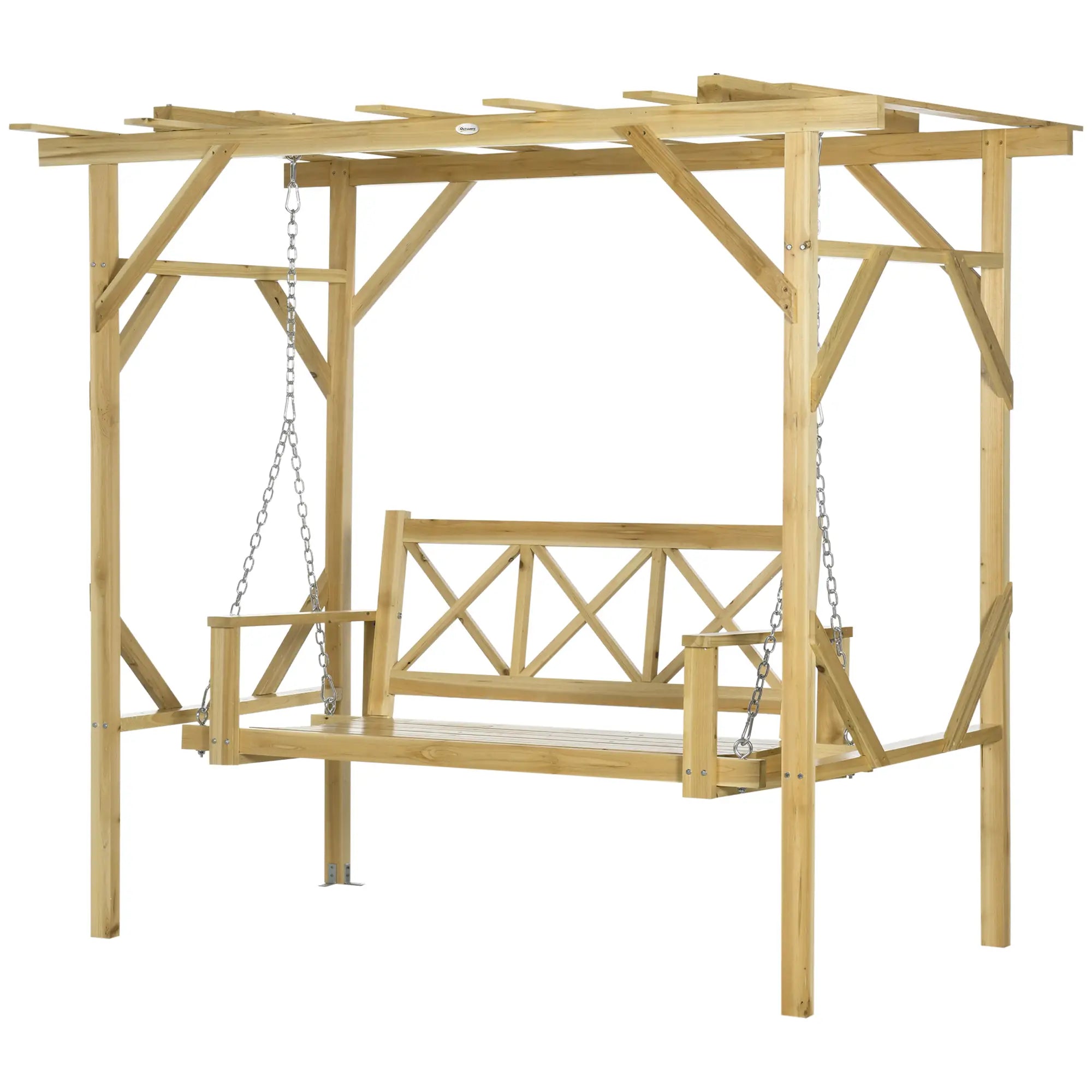 Outsunny Hollywoodschaukel Pergola höhenverstellbar Massivholz