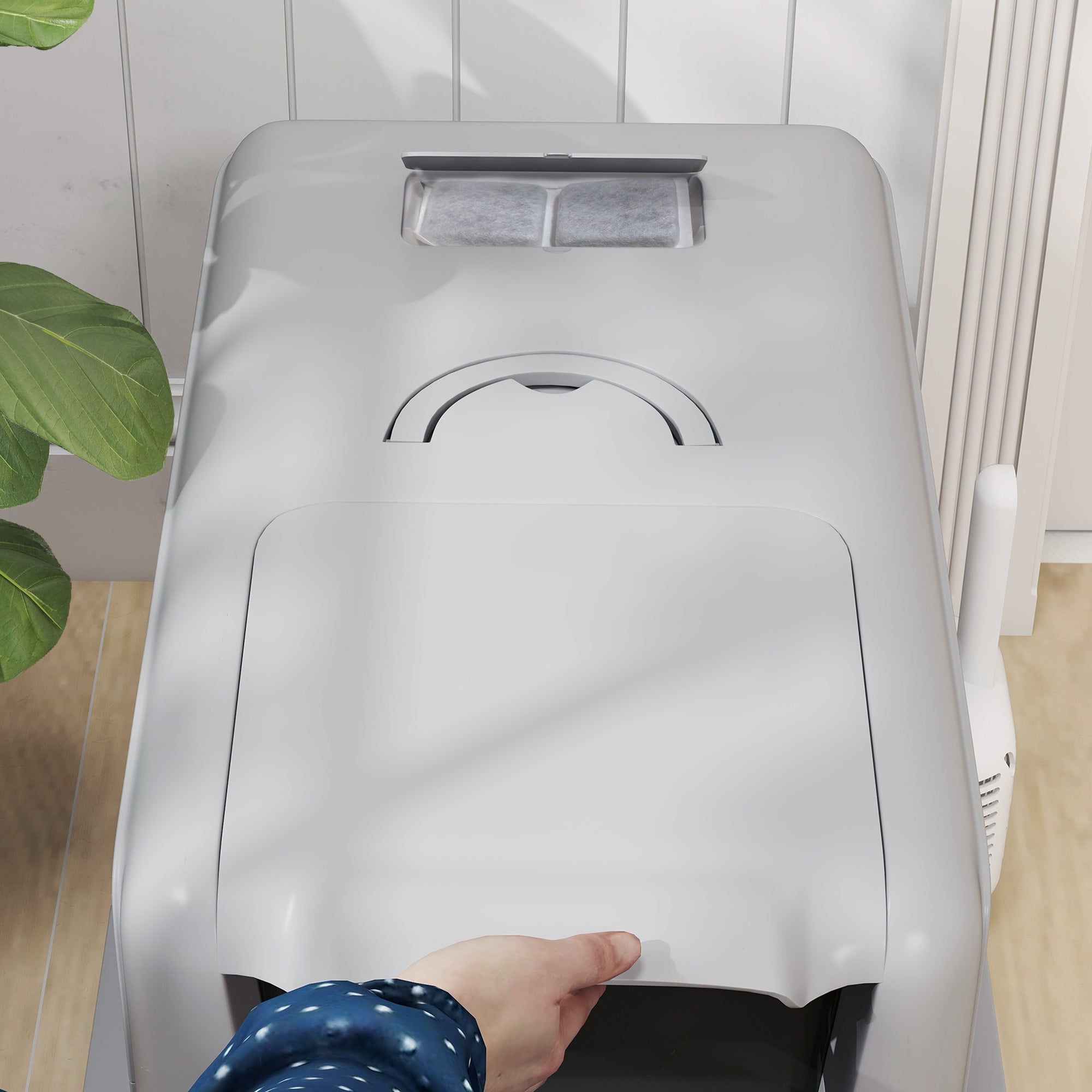 PawHut Katzentoilette, Wanne aus Edelstahl, Filter, Schaufel, für Katzen bis 6 kg, 40,5 x 60,5 x 41,5 cm, Grau/Silber