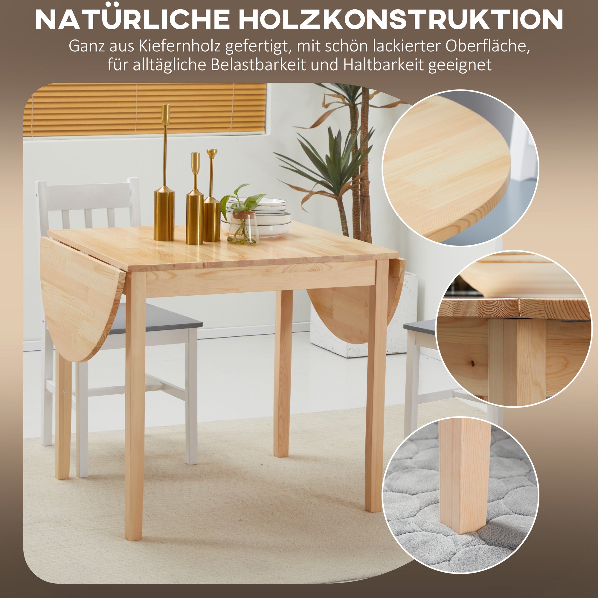 HOMCOM Esstisch aus Holz Klappbar Küchentisch für 6 Personen mit Drop-Leaf-Design 140 x 70 x 75 cm Naturholz
