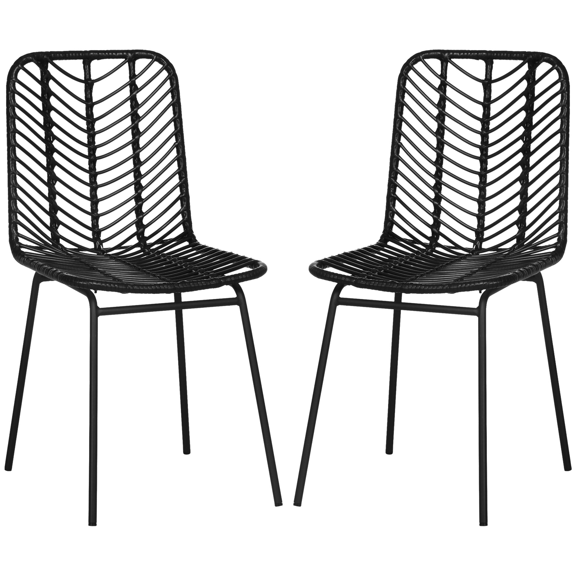 HOMCOM Esszimmerstuhl 2er-Set Boho-Design rattanoptik