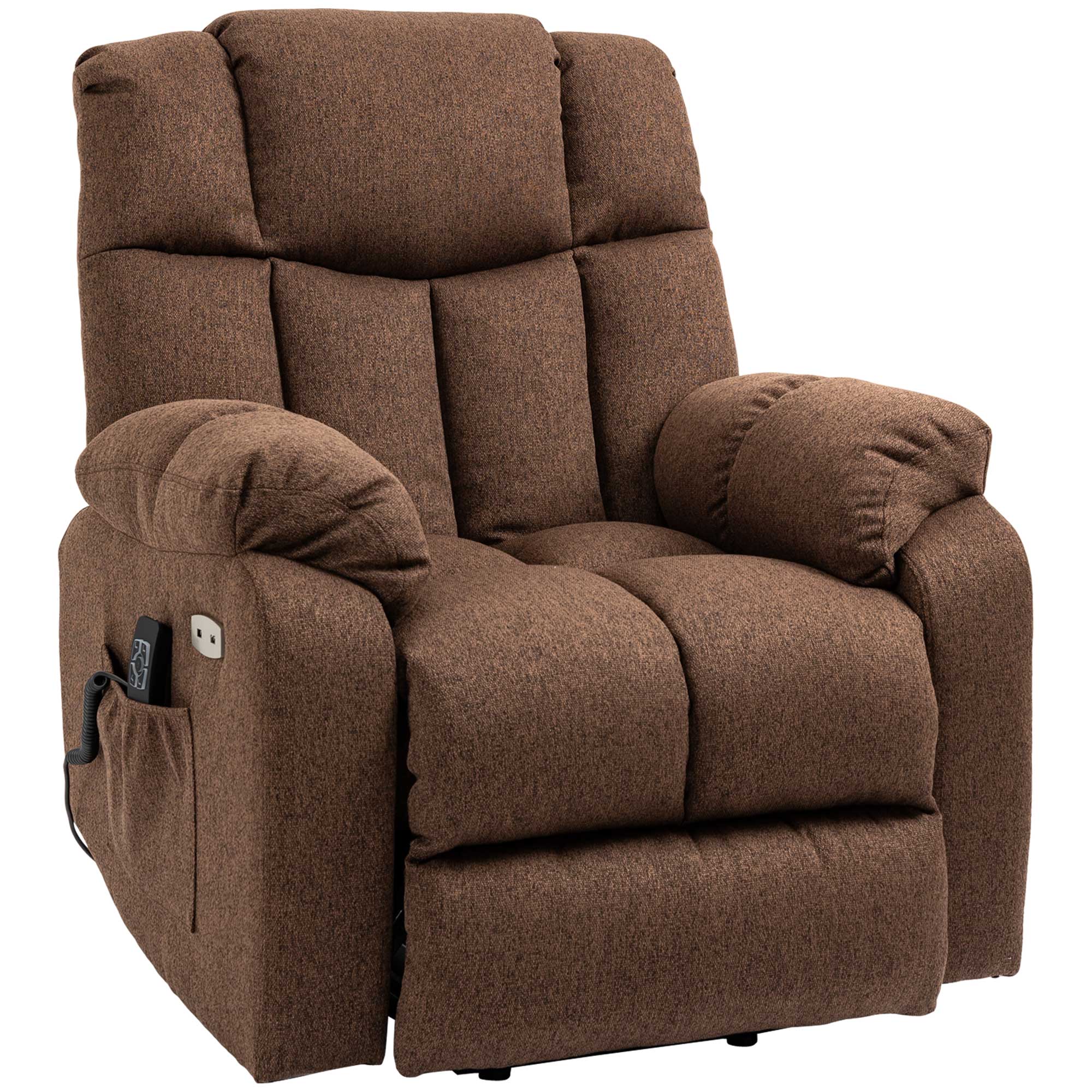 HOMCOM Aufstehsessel mit Liegefunktion und Fernbedienung 92 x 95 x 107 cm, Braun
