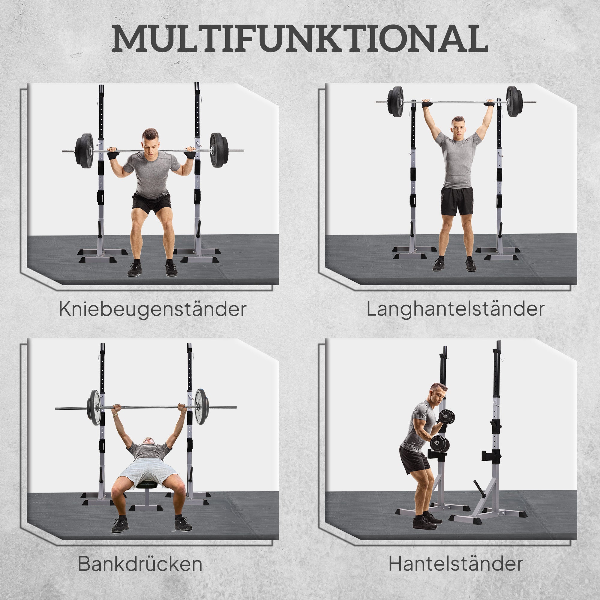 HOMCOM 2er Set Hantelständer 3 Ebenen Höhenverstellbar Hantelablage aus Stahl bis 200 kg belastbar Silber+Schwarz
