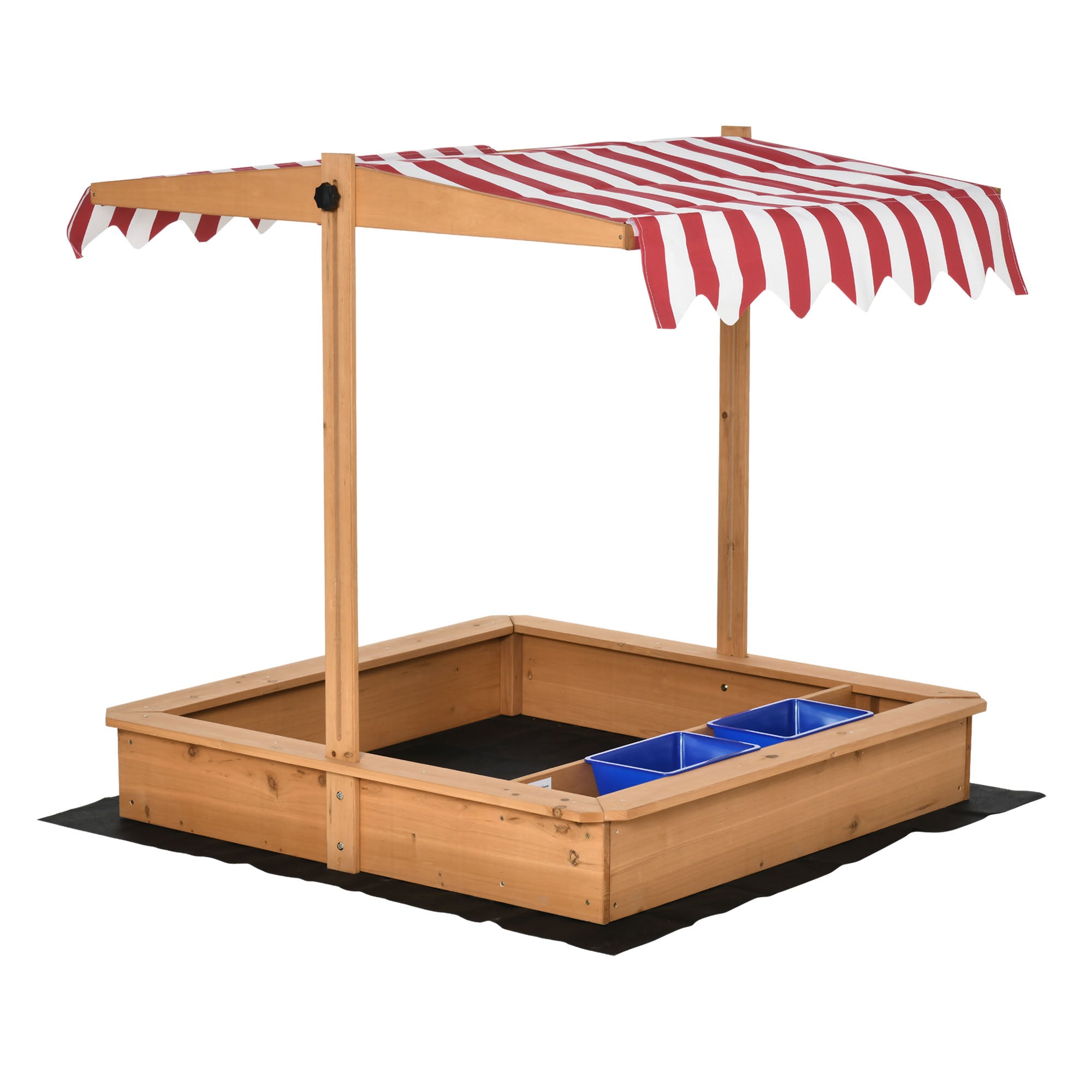 Outsunny Sandkasten mit höhenverstellbarem Dach – Natur