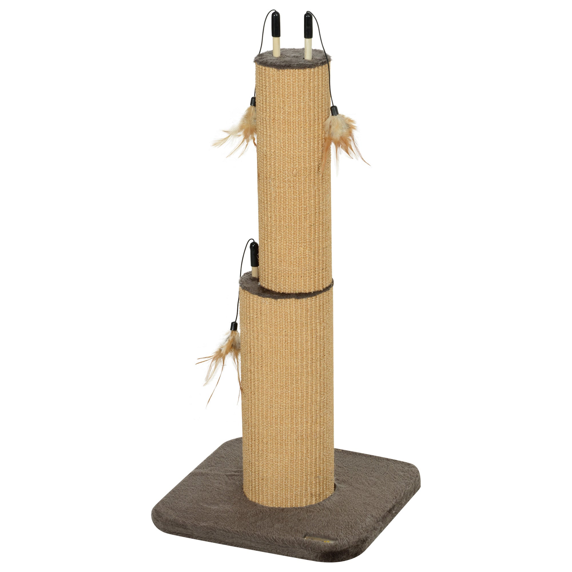 PawHut 78 cm 2-in-1 Katzenkratzpfosten mit 3 Spielzeugfedern, Braun