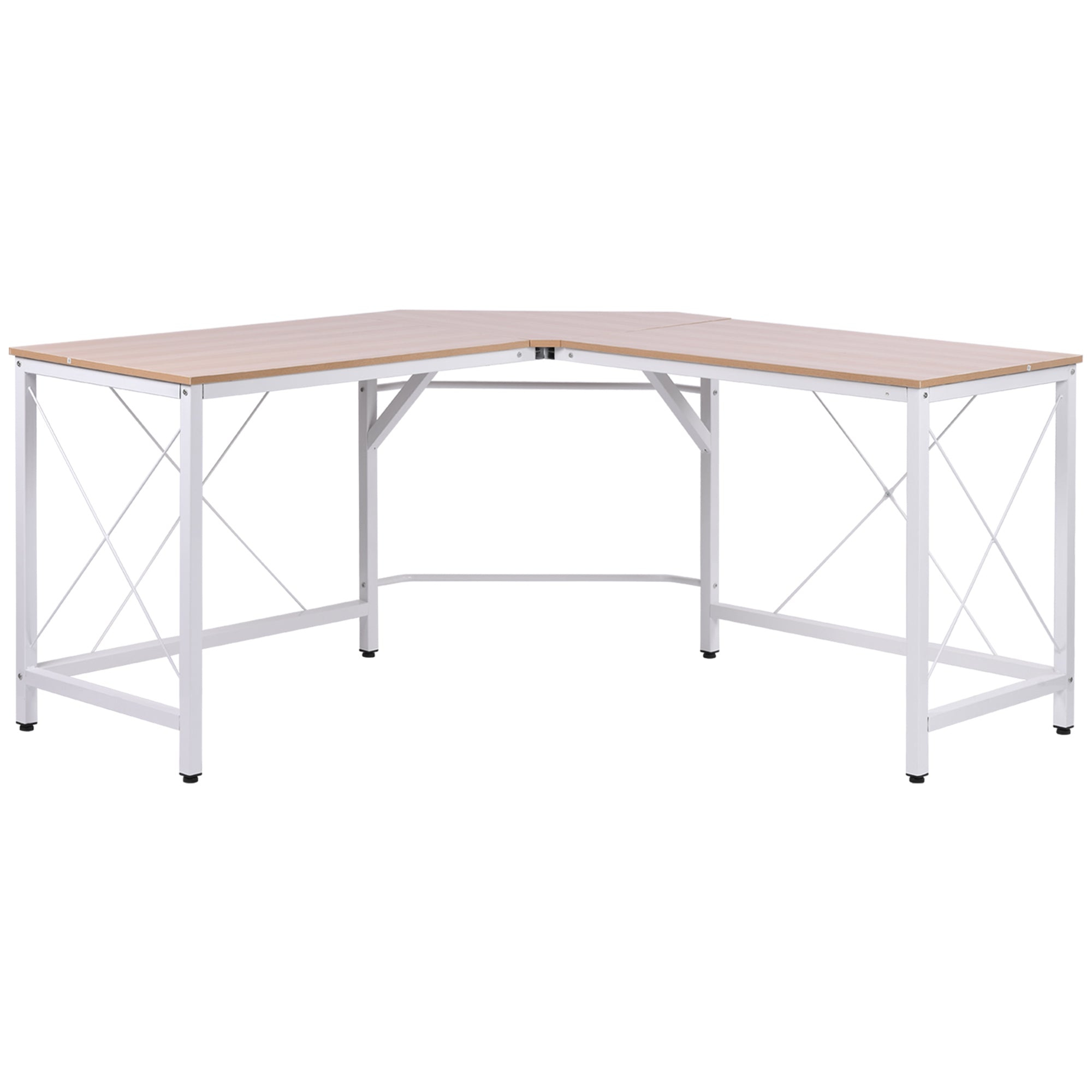 HOMCOM Computertisch Schreibtisch L-Form Arbeitstisch Bürotisch Eckschreibtisch Winkelschreibtisch MDF Natur 150 x 150 x 76 cm