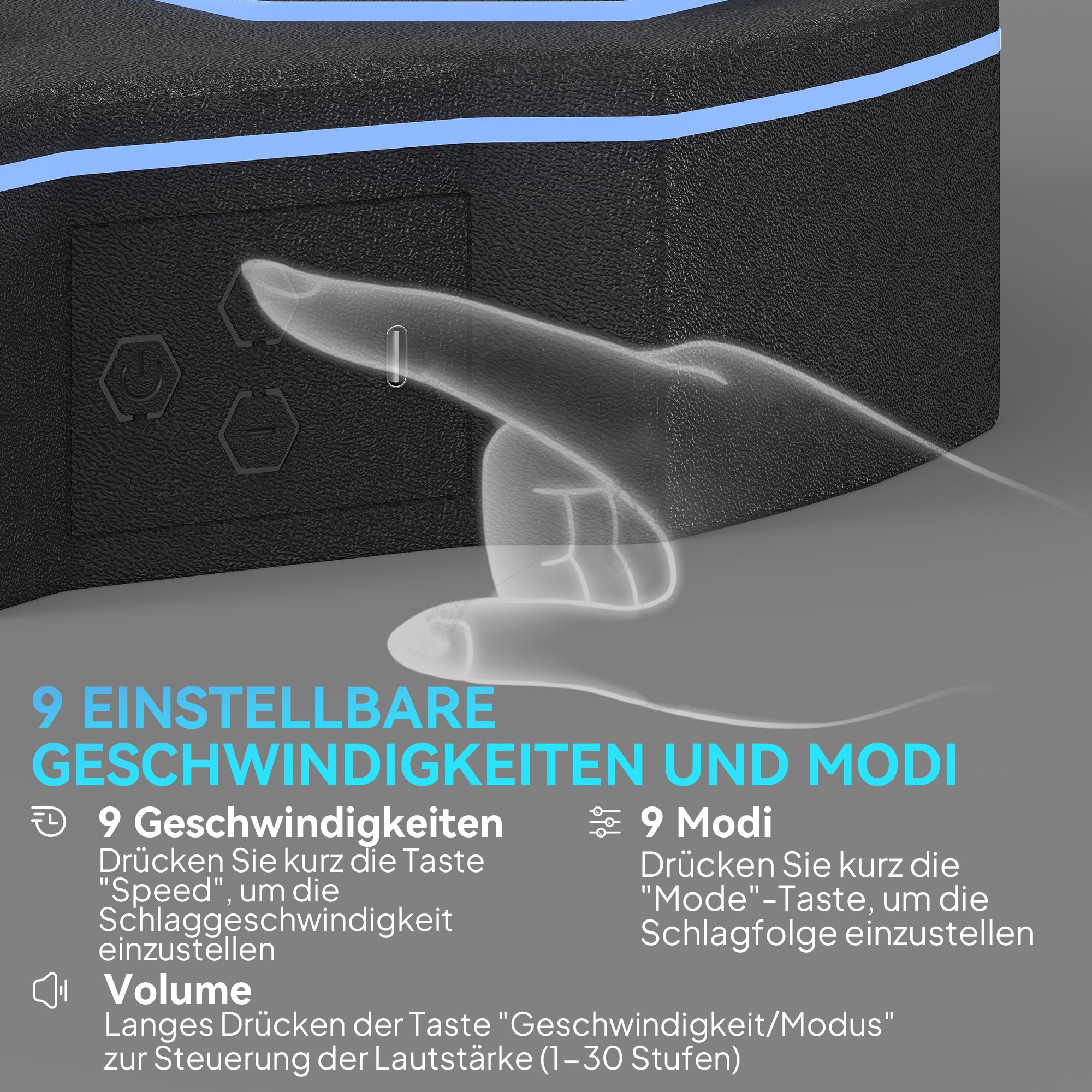 SPORTNOW Musikboxmaschine, Bluetooth-Boxgerät, Wandmontage, 9 Geschwindigkeiten und Modi, LED-Lichter, Schwarz