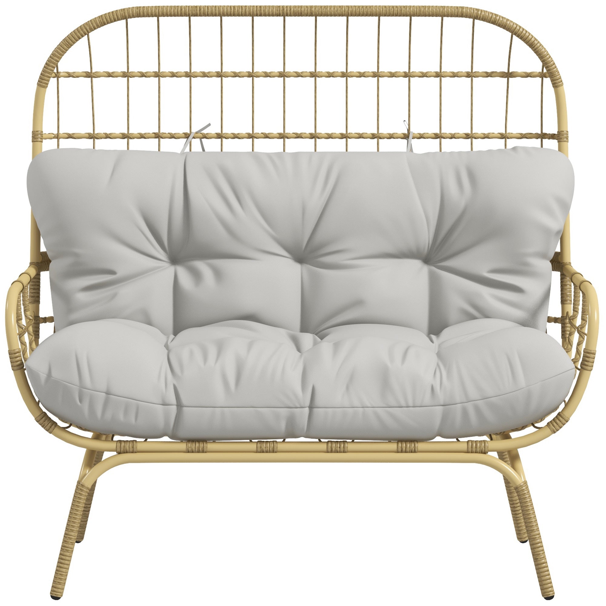 Outsunny Gartensofa 2-Sitzer Outdoor mit dicken Kissen Rattanoptik